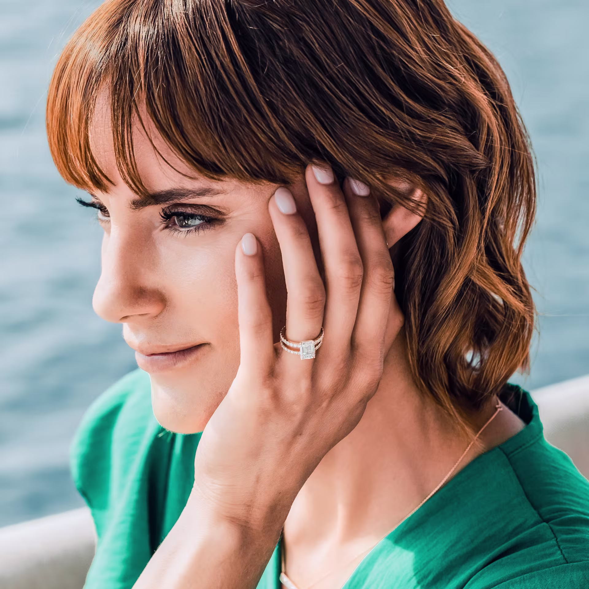 yellow gold 2 carat emerald cut lab diamond pavé engagement ring with half eternity band ada diamonds design ad 152 and ad 083