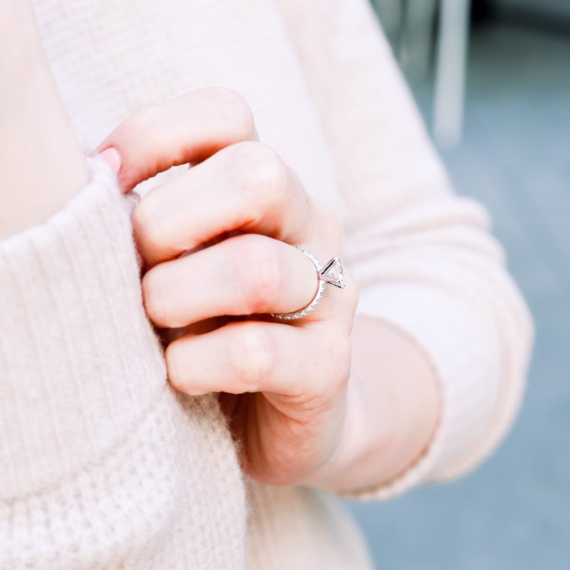 18k White Gold 2 Carat Lab Diamond Engagement Ring With Diamonds Around The Band Ada Diamonds Design 149 on Model