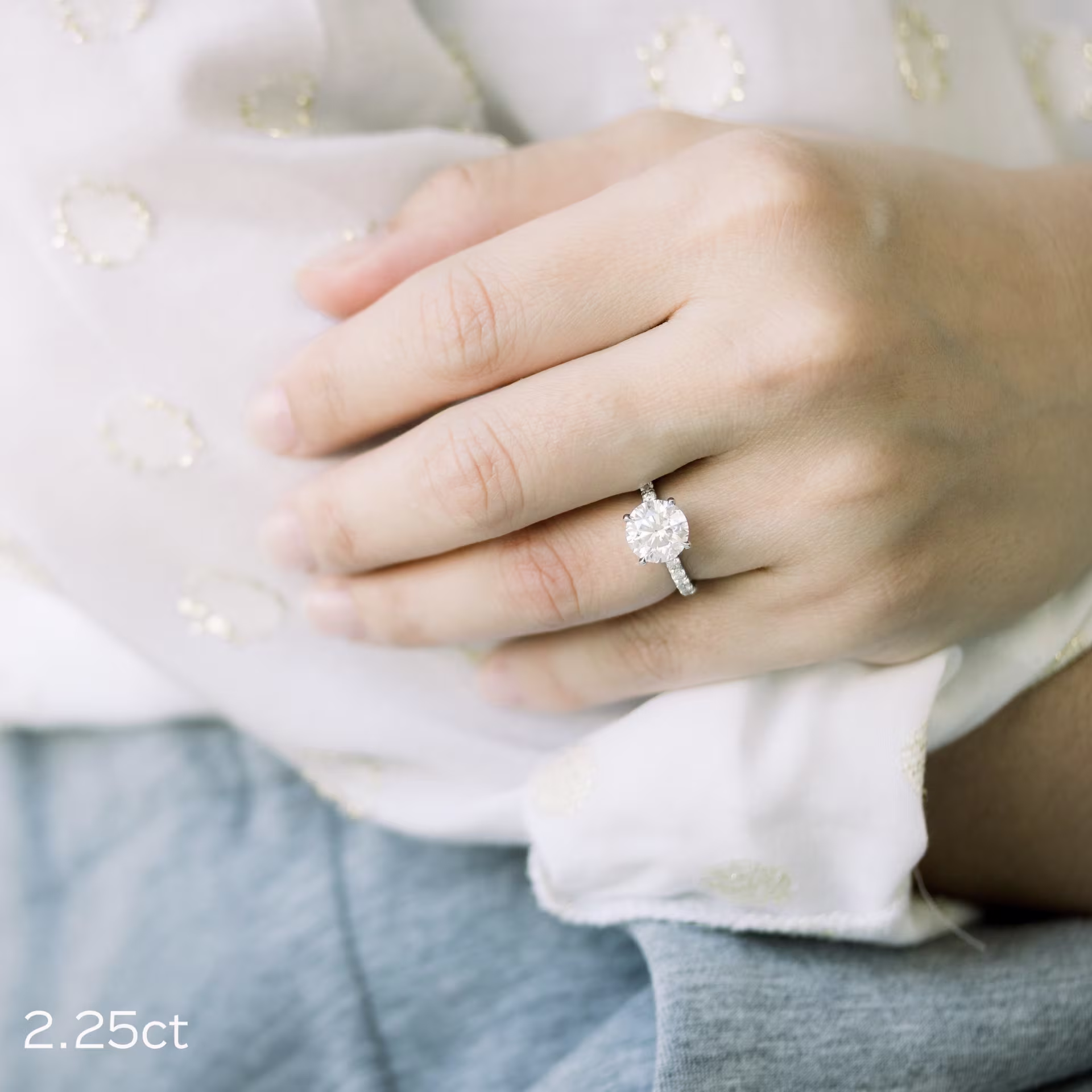 2.25ct round petite four prong pave made in platinum engagement ring made with laboratory created diamonds ADA Diamonds ad 134