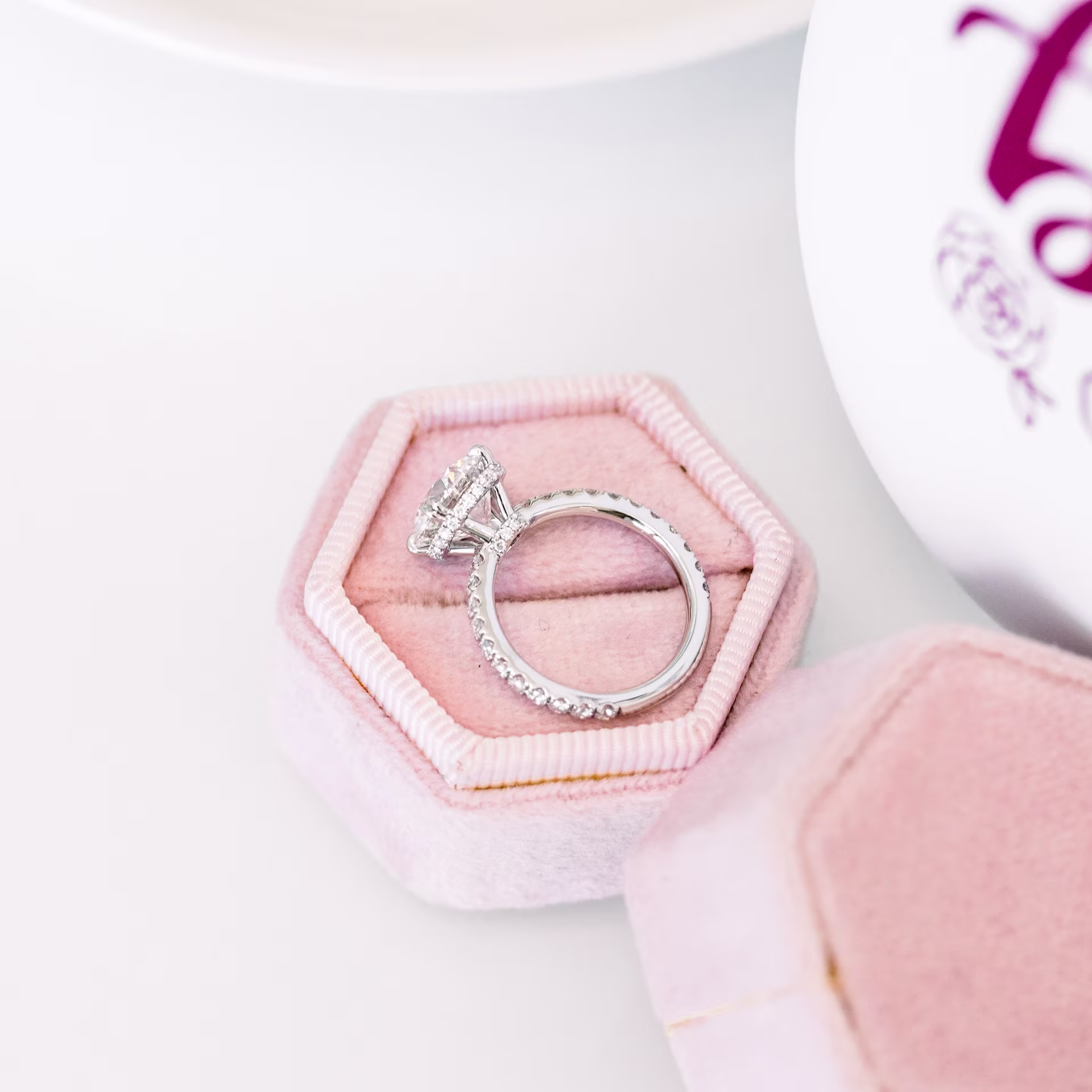 platinum 3 ct round lab diamond engagement ring with diamonds on the band and hidden halo ada diamonds design ad 134 profile view