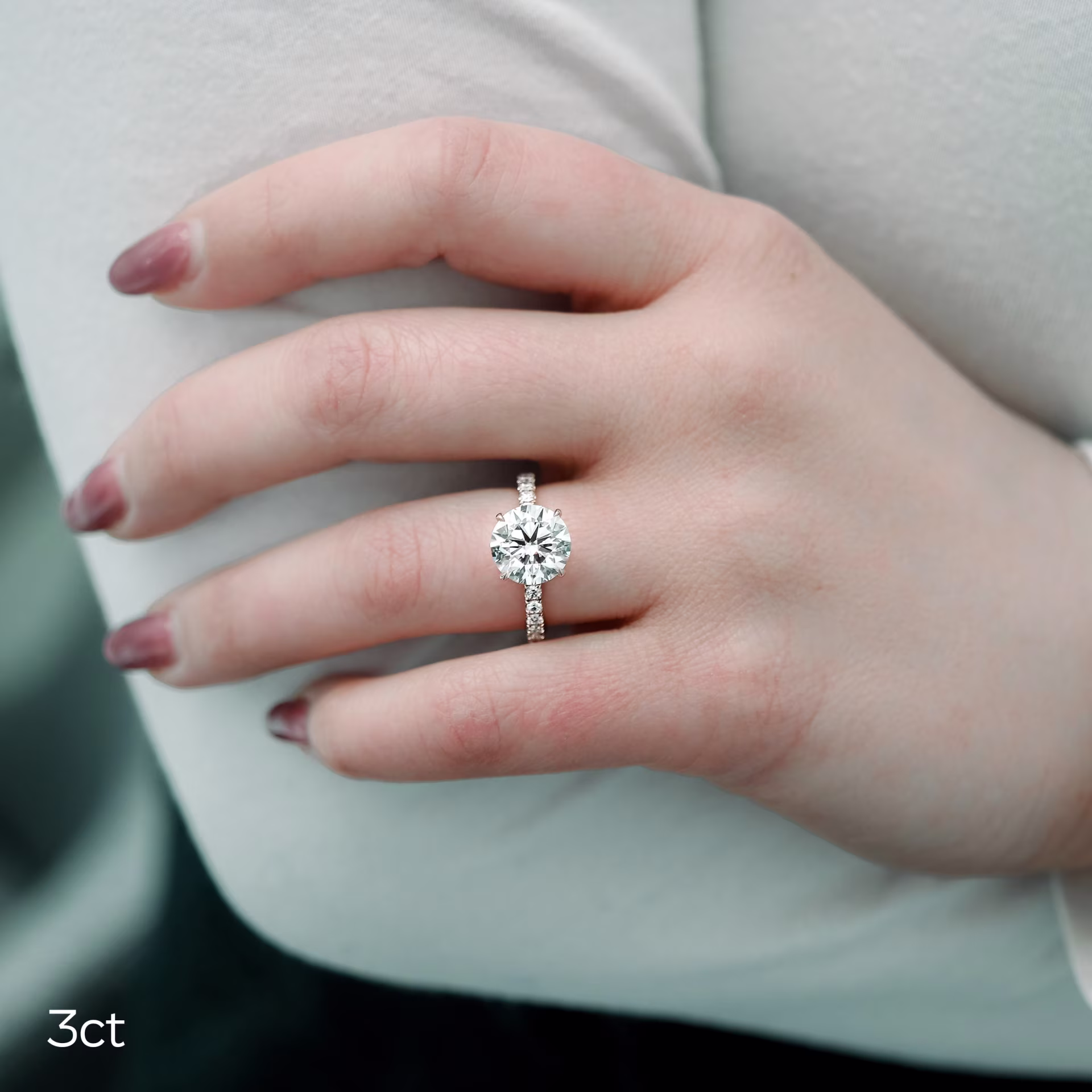 3ct lab diamond pave engagement ring