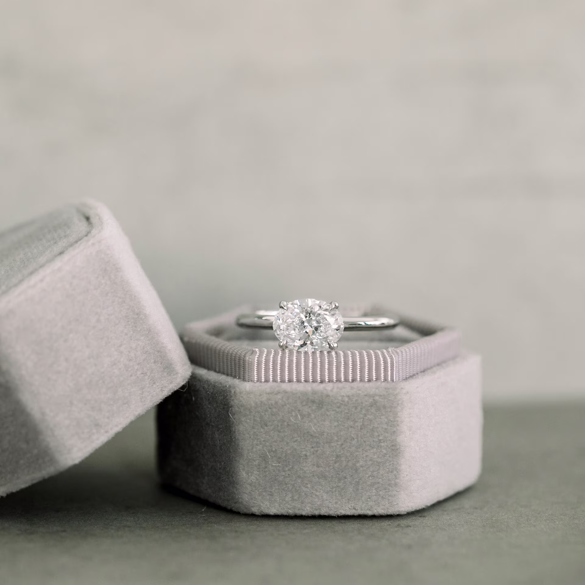 Platinum 1.5 Carat Oval East West Lab Created Diamond Solitaire Engagement Ring Ada Diamonds Design AD-371 Macro