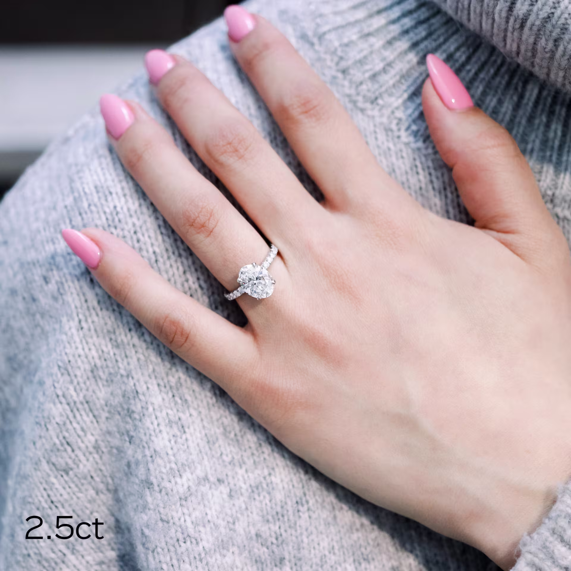 2.5ct oval in pave setting