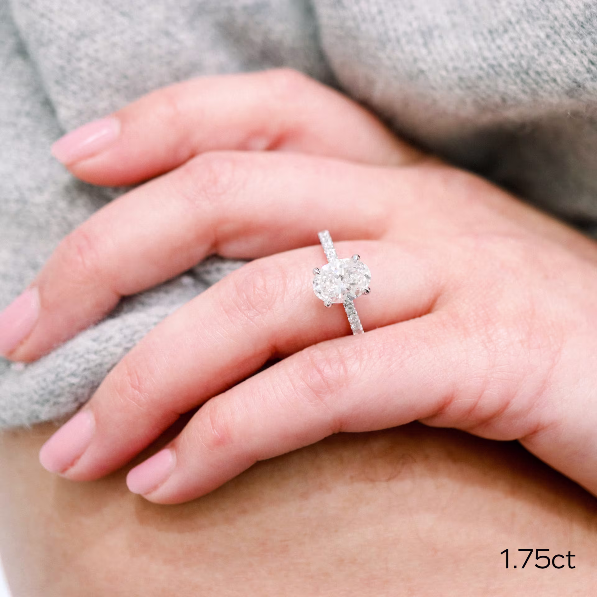 1.75ct oval in pave setting