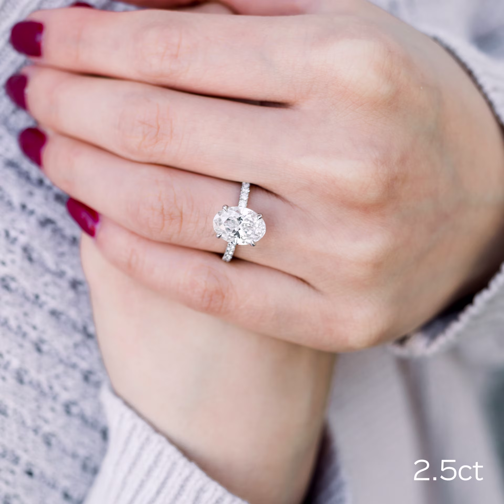 2.5ct oval in pave setting