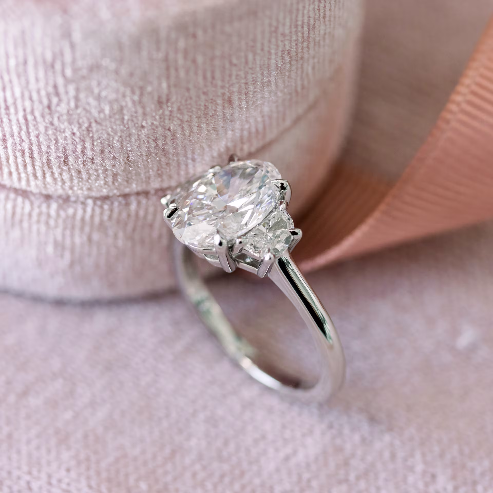 lab diamond three stone ring