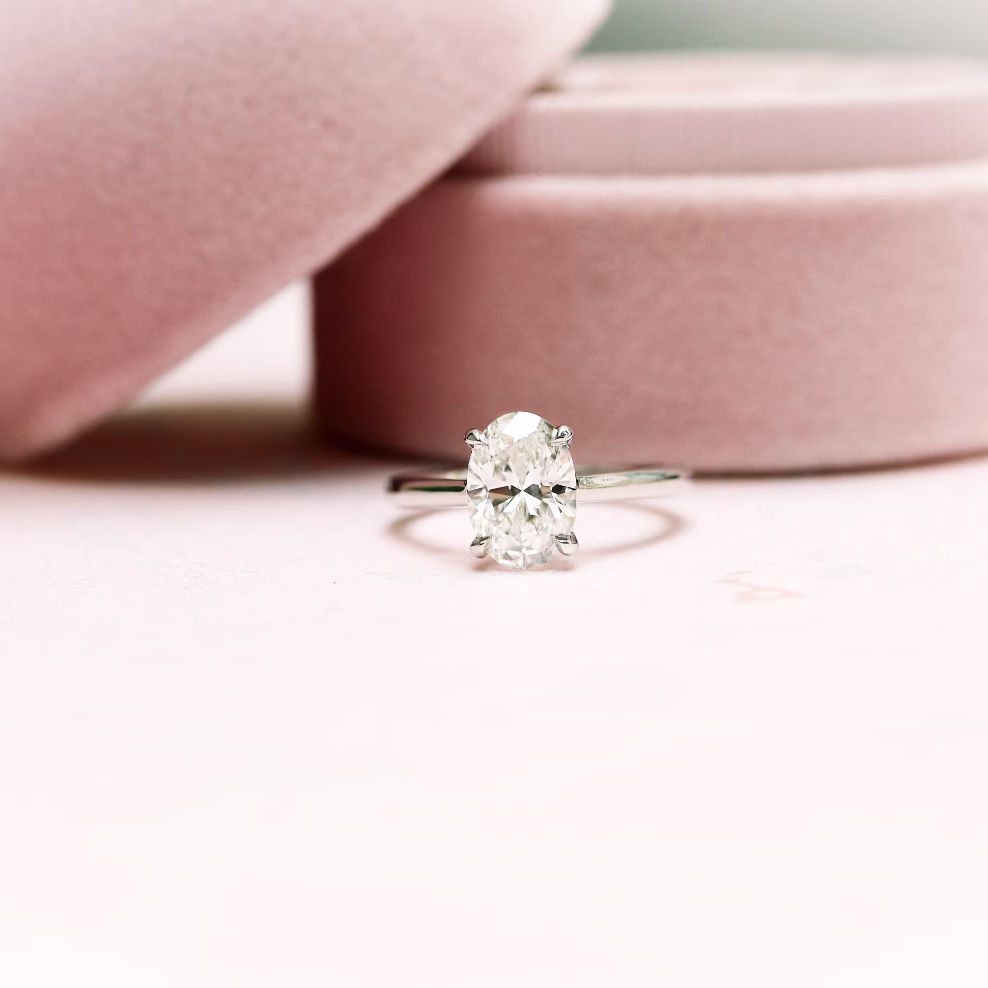 Platinum 1.75ct Oval Cathedral Solitaire with Lab Diamond Ada Diamonds Design AD-326 Macro