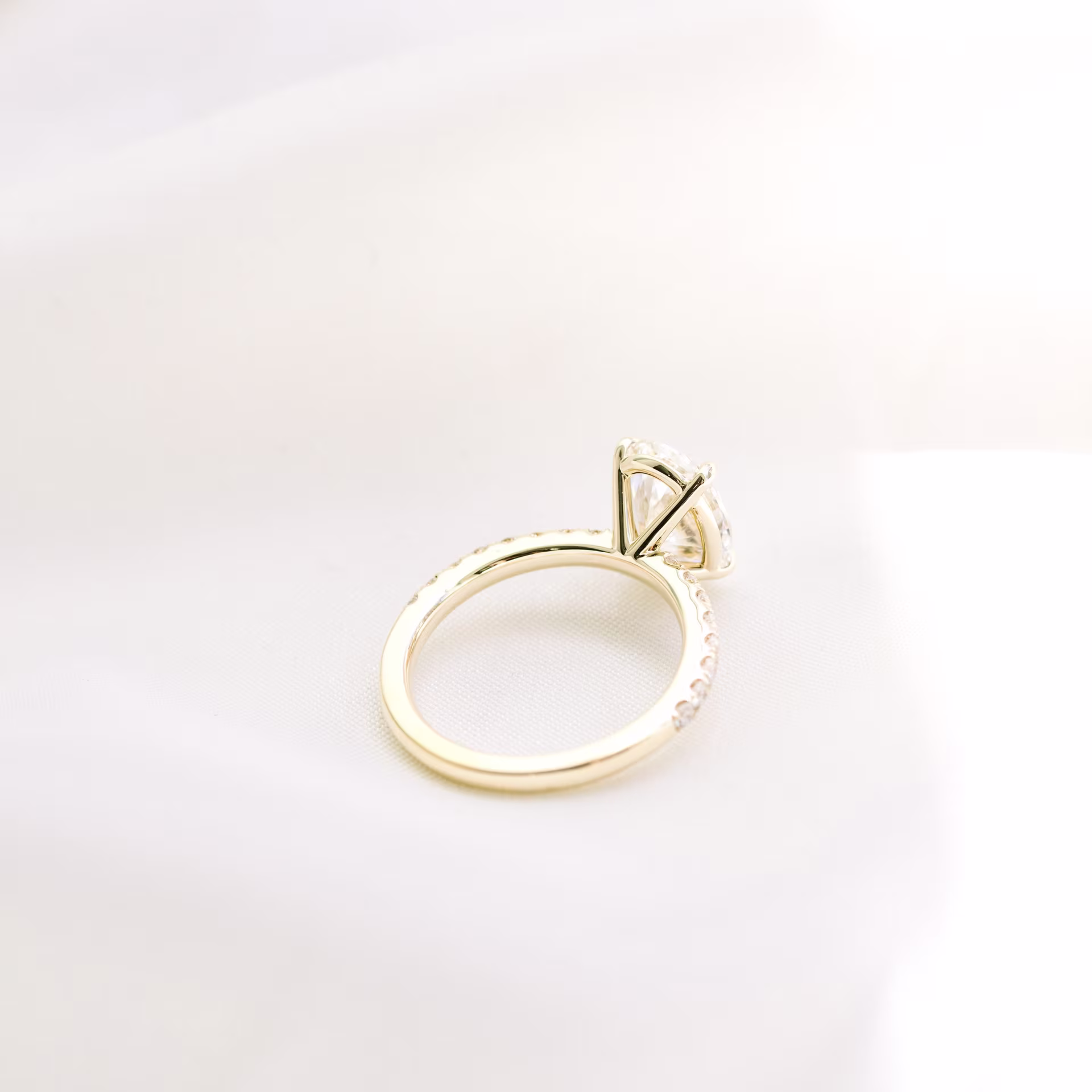 14k yellow gold 2.5 carat oval cut man made diamond engagement ring with pavé band ada diamonds design ad 230 profile