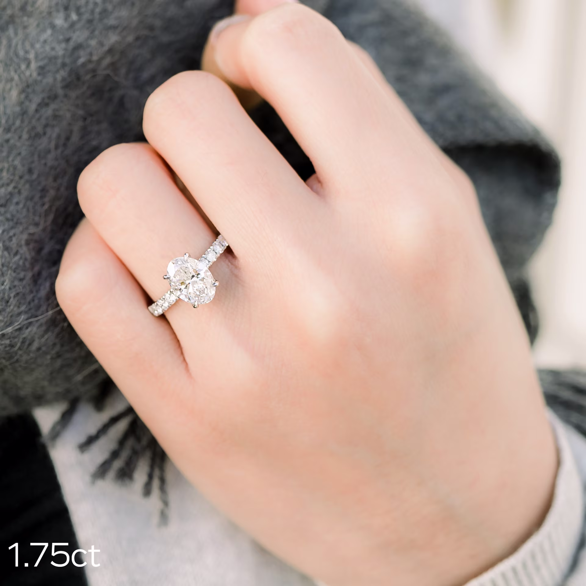 1.75ct oval in pave setting