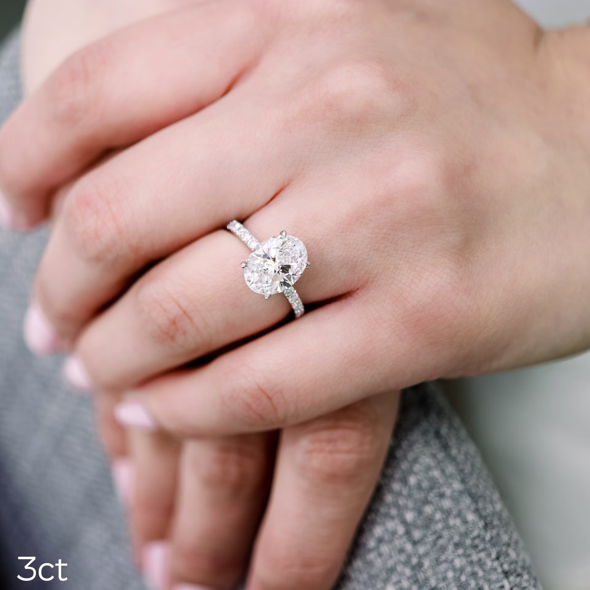 3ct oval in pave setting