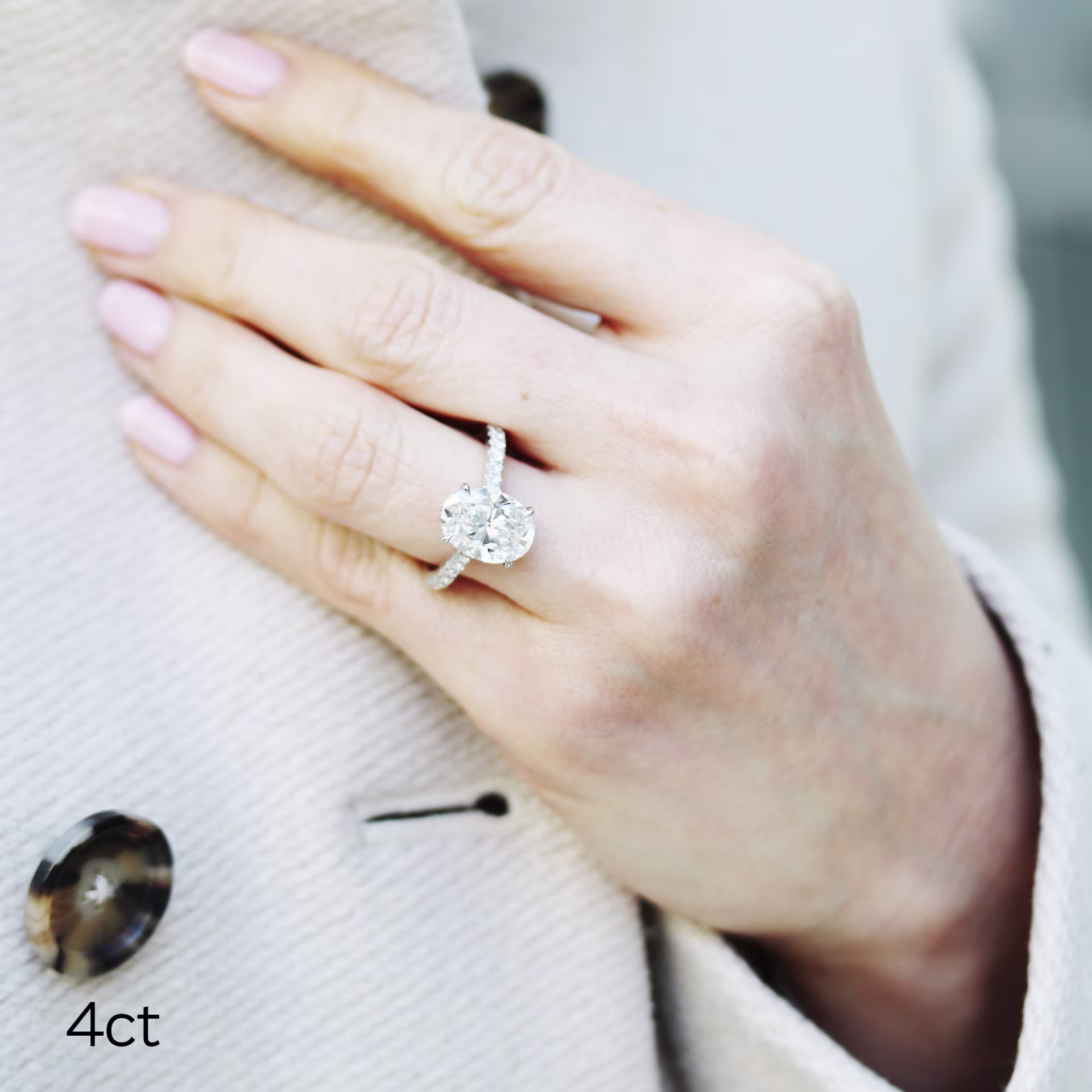 4.0 Carat Diamonds set in Platinum Oval Cathedral Pavé Setting (Main View)