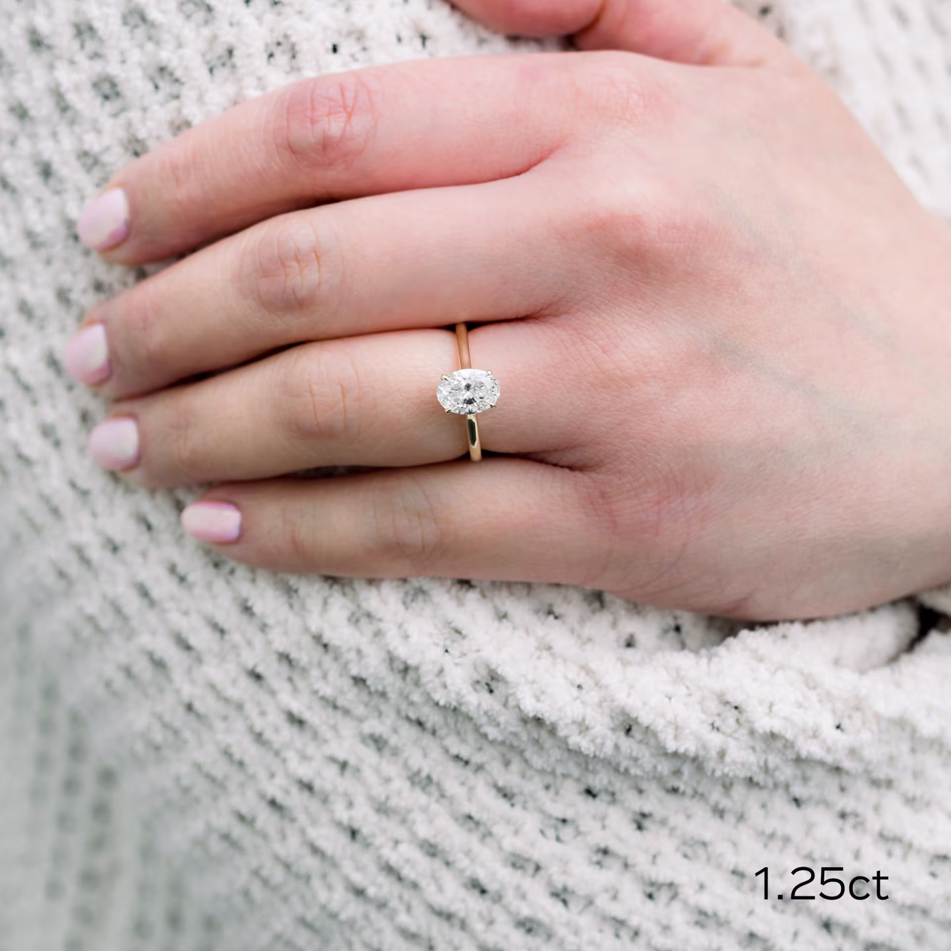 14k yellow gold 1.25ct oval trellis cathedral solitaire engagement ring ada diamonds design ad328 on model