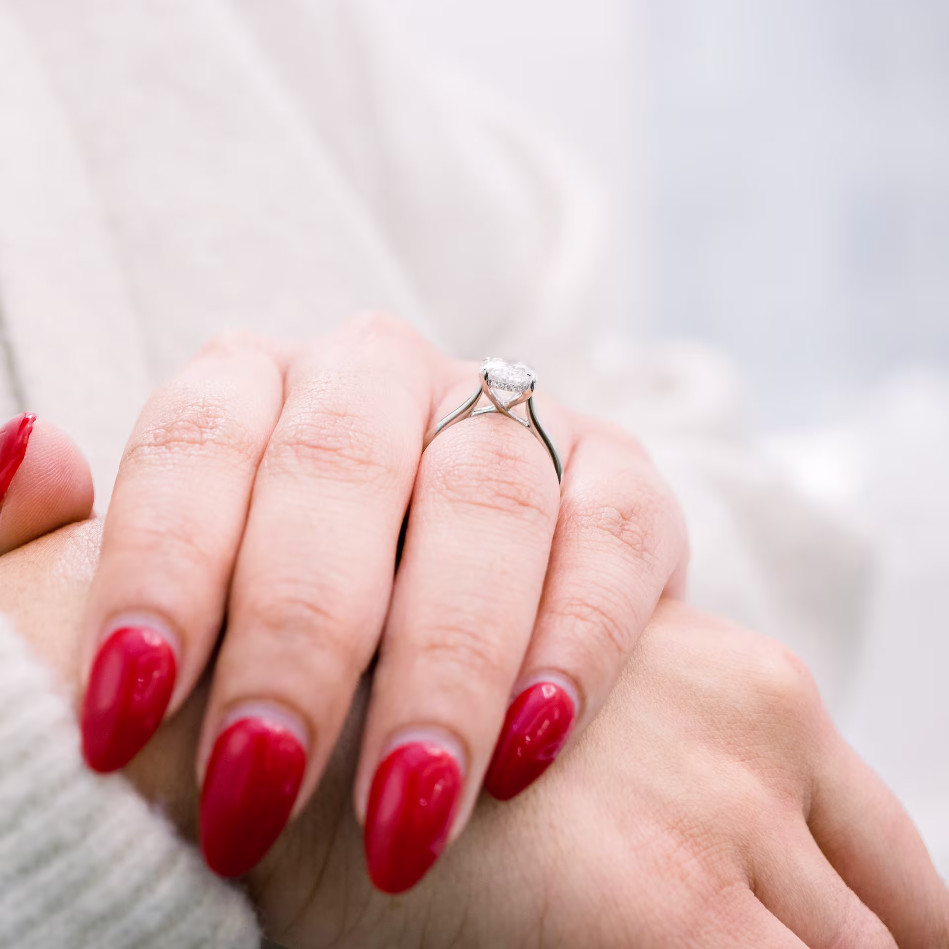 Hand Selected 2.5 Carat Lab Grown Diamonds set in Platinum Oval Trellis Solitaire (Profile View)