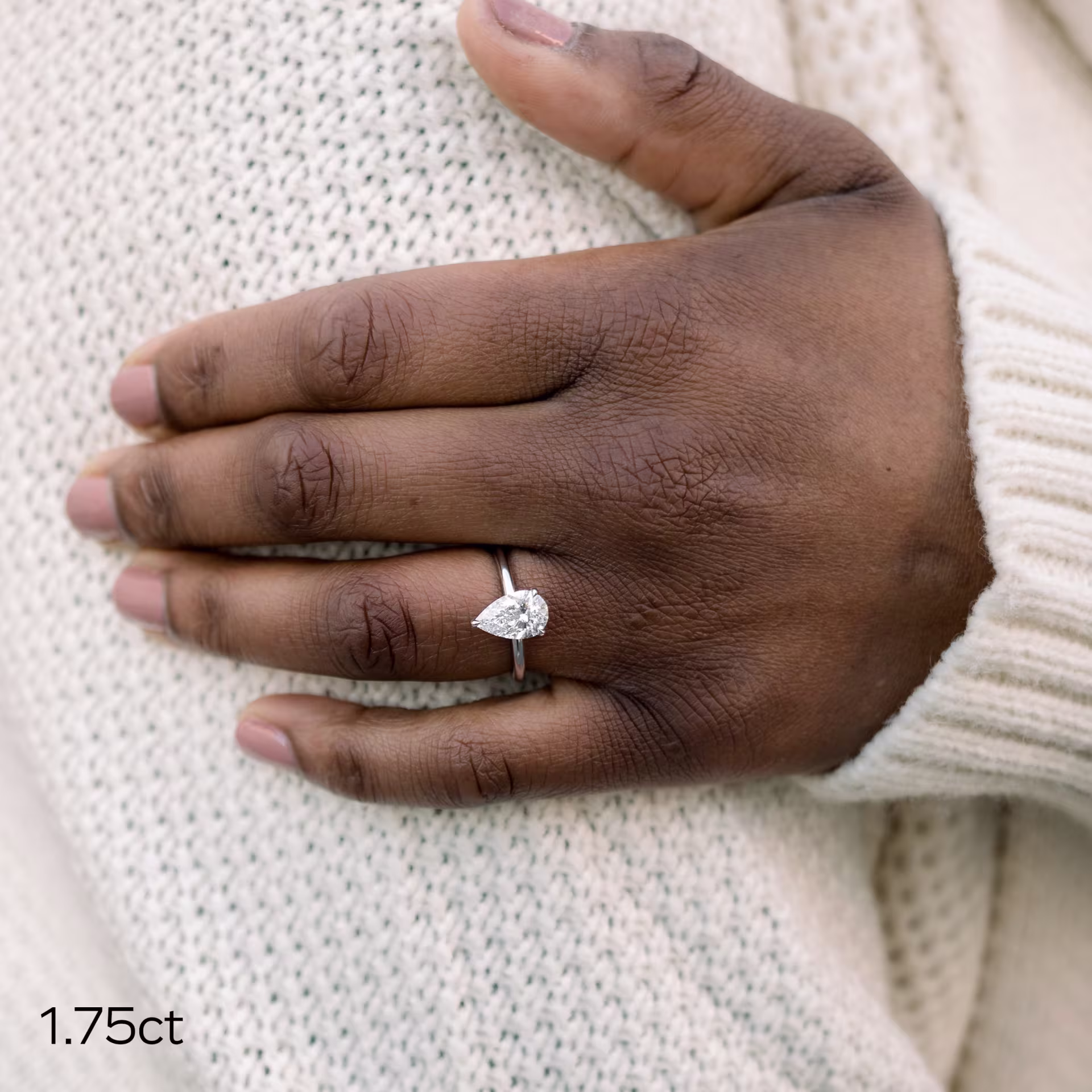 1.75ct lab created pear in solitaire setting