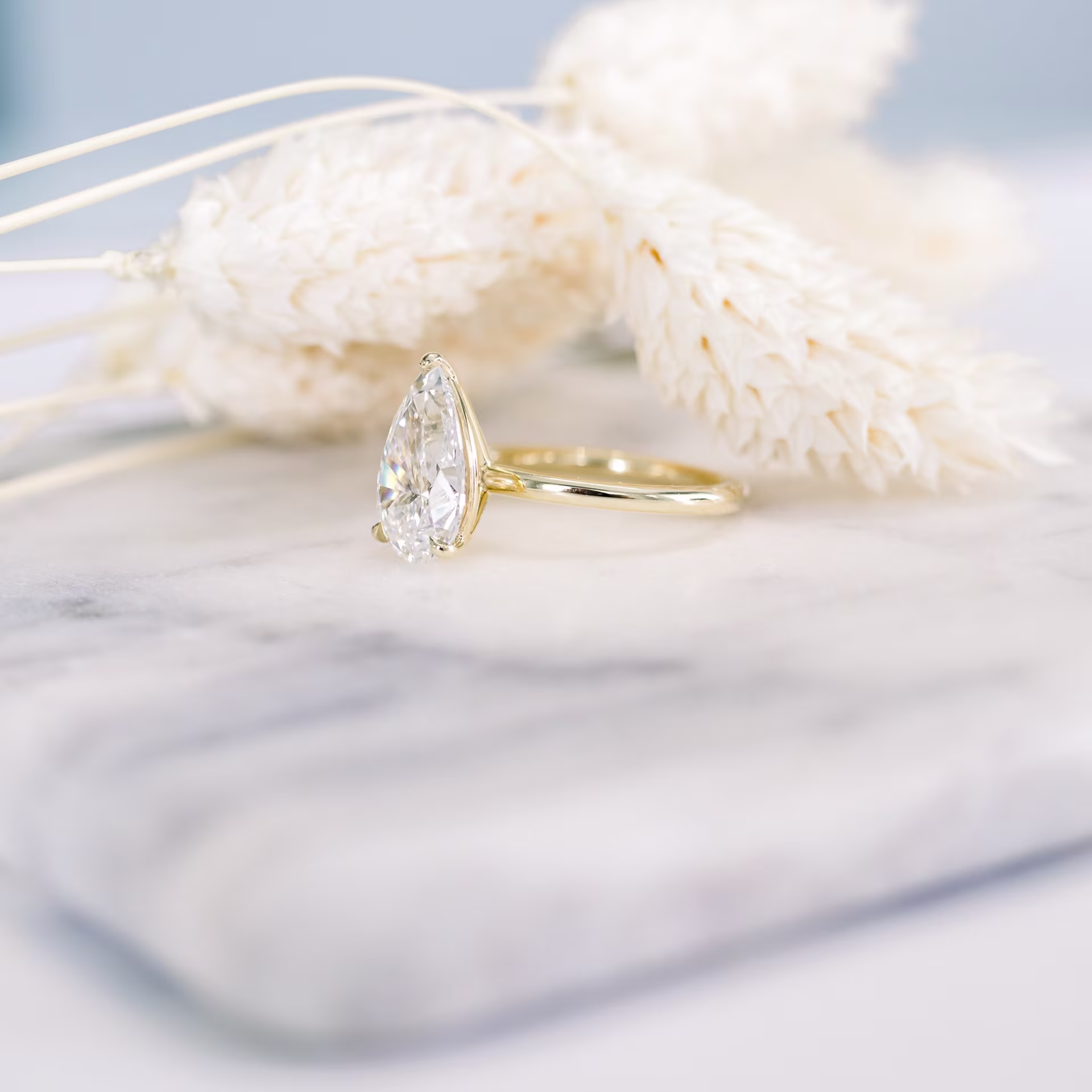 18k Yellow Gold 1.5 ct Pear Solitaire Lab Diamond Engagement Ring Ada Diamonds Design AD-187 Artistic Image