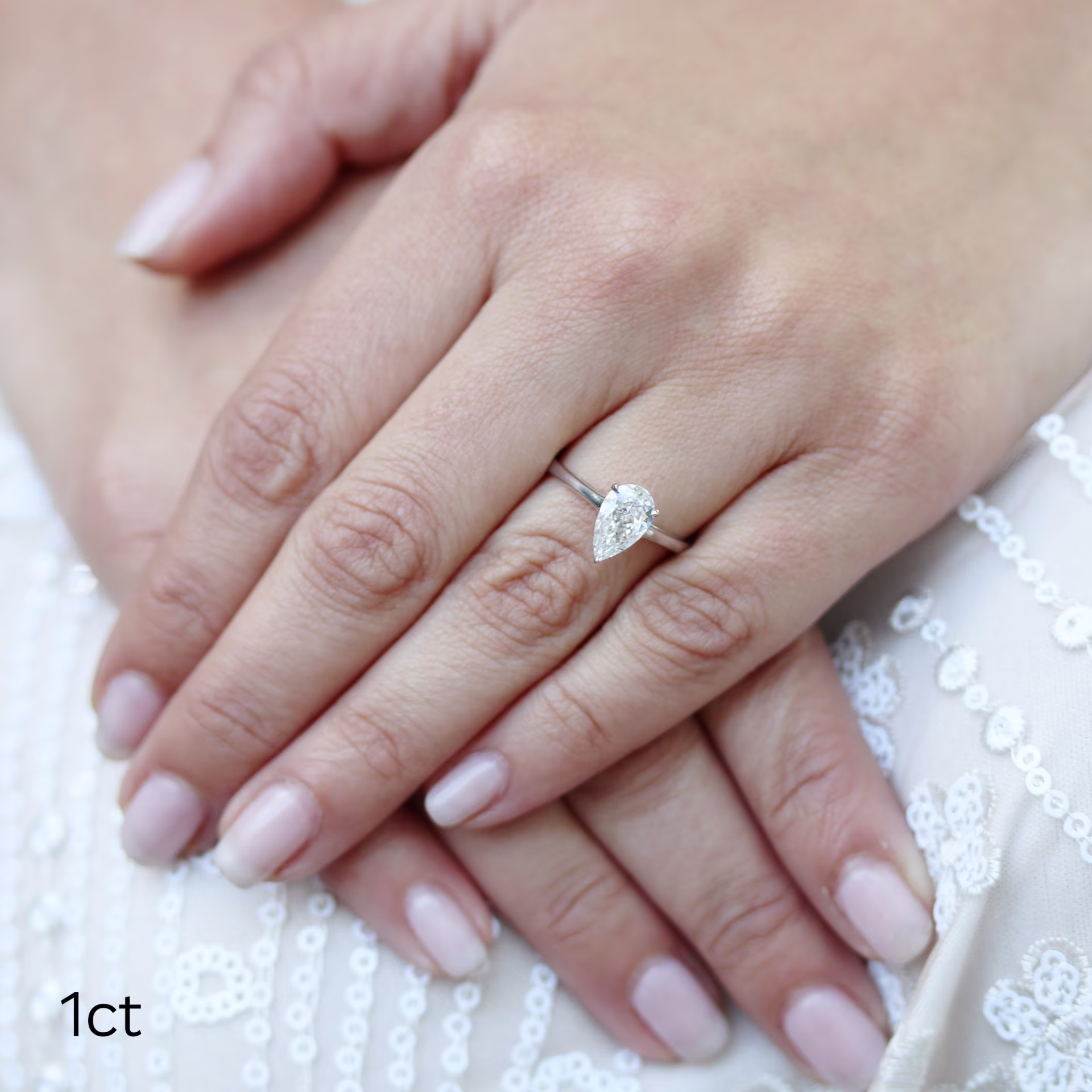 1ct platinum pear solitaire engagement ring