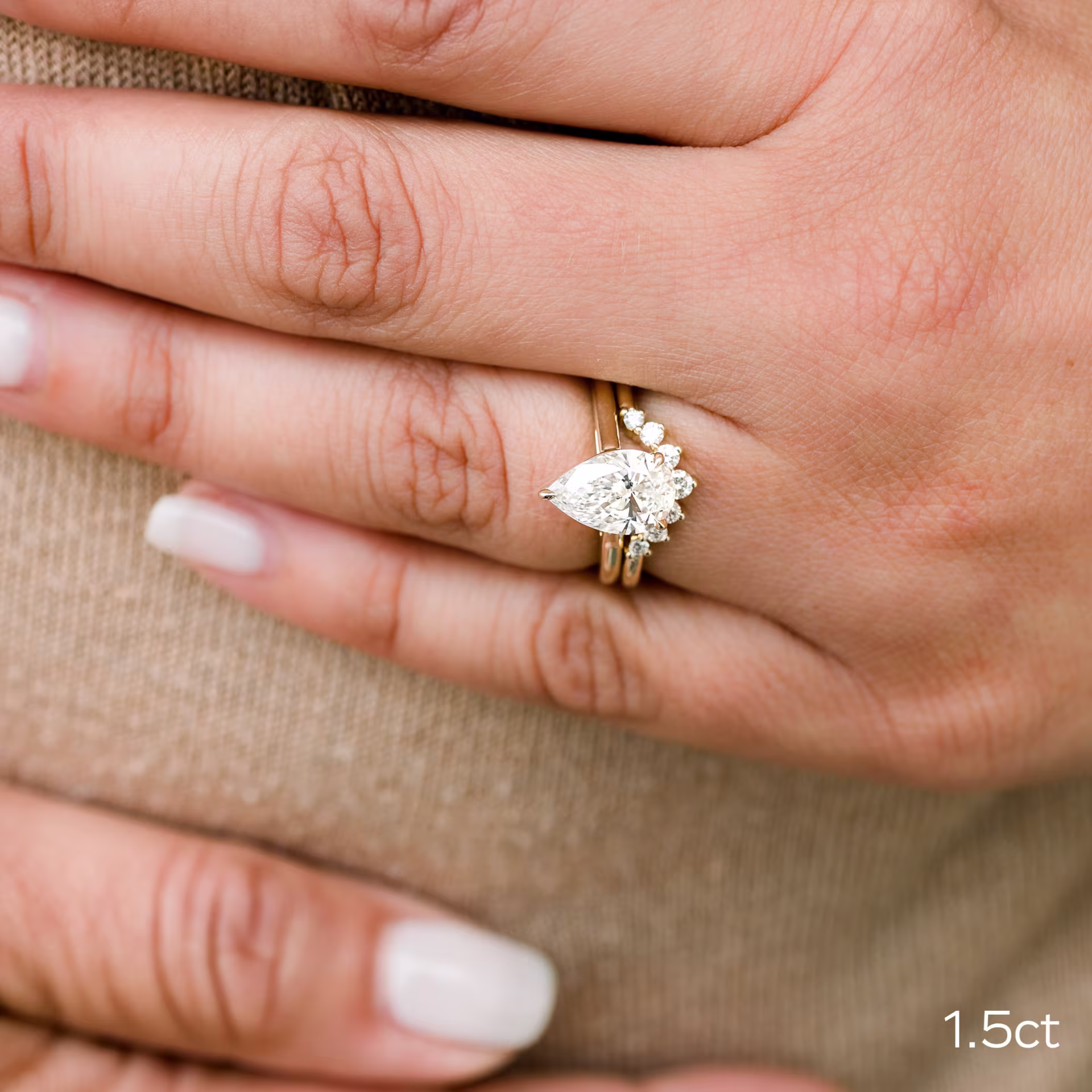 1.5ct lab created pear diamond in yellow gold solitaire