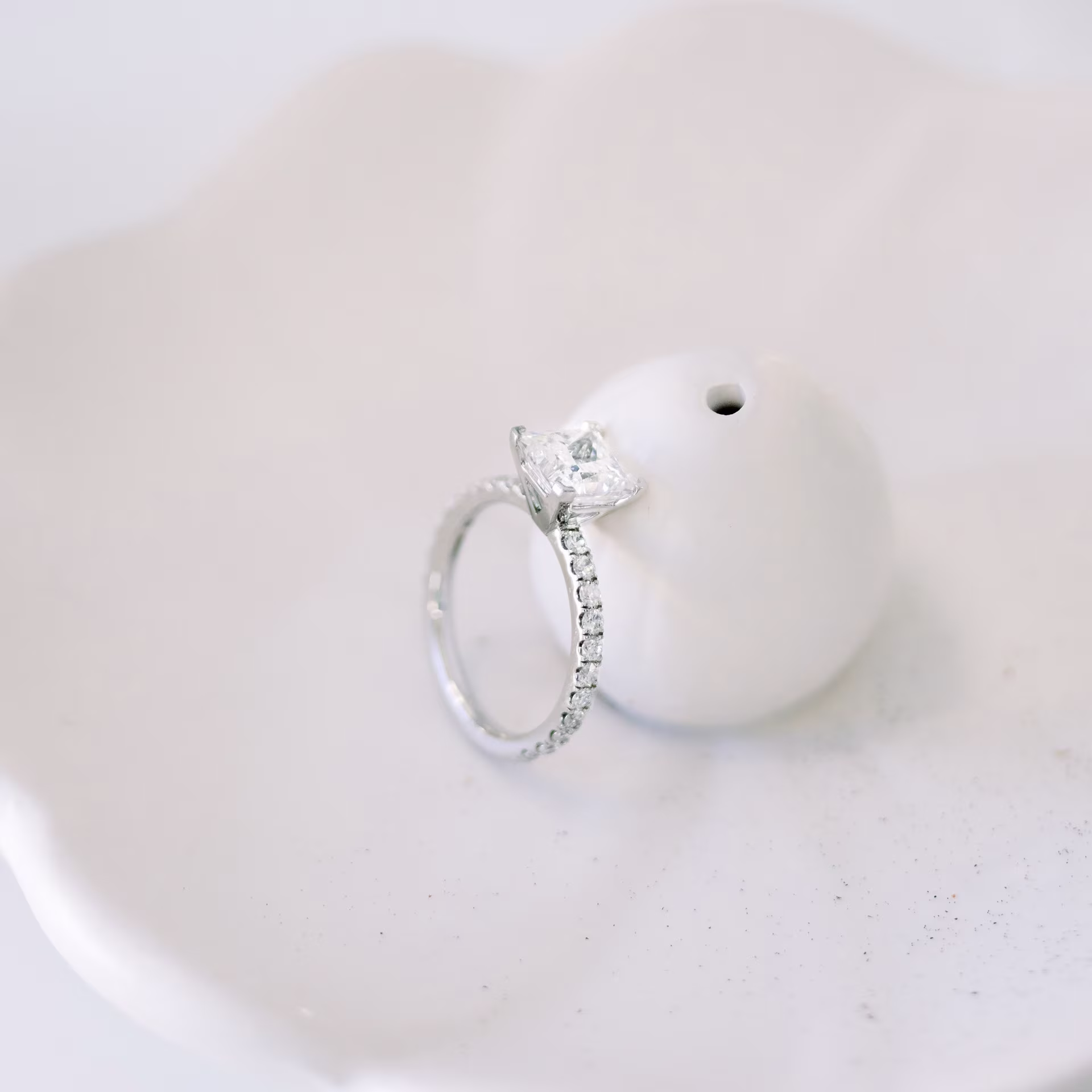 Platinum 2ct Princess Cut Pavé Lab Diamond Ring Ada Diamonds Design AD-345 Artistic