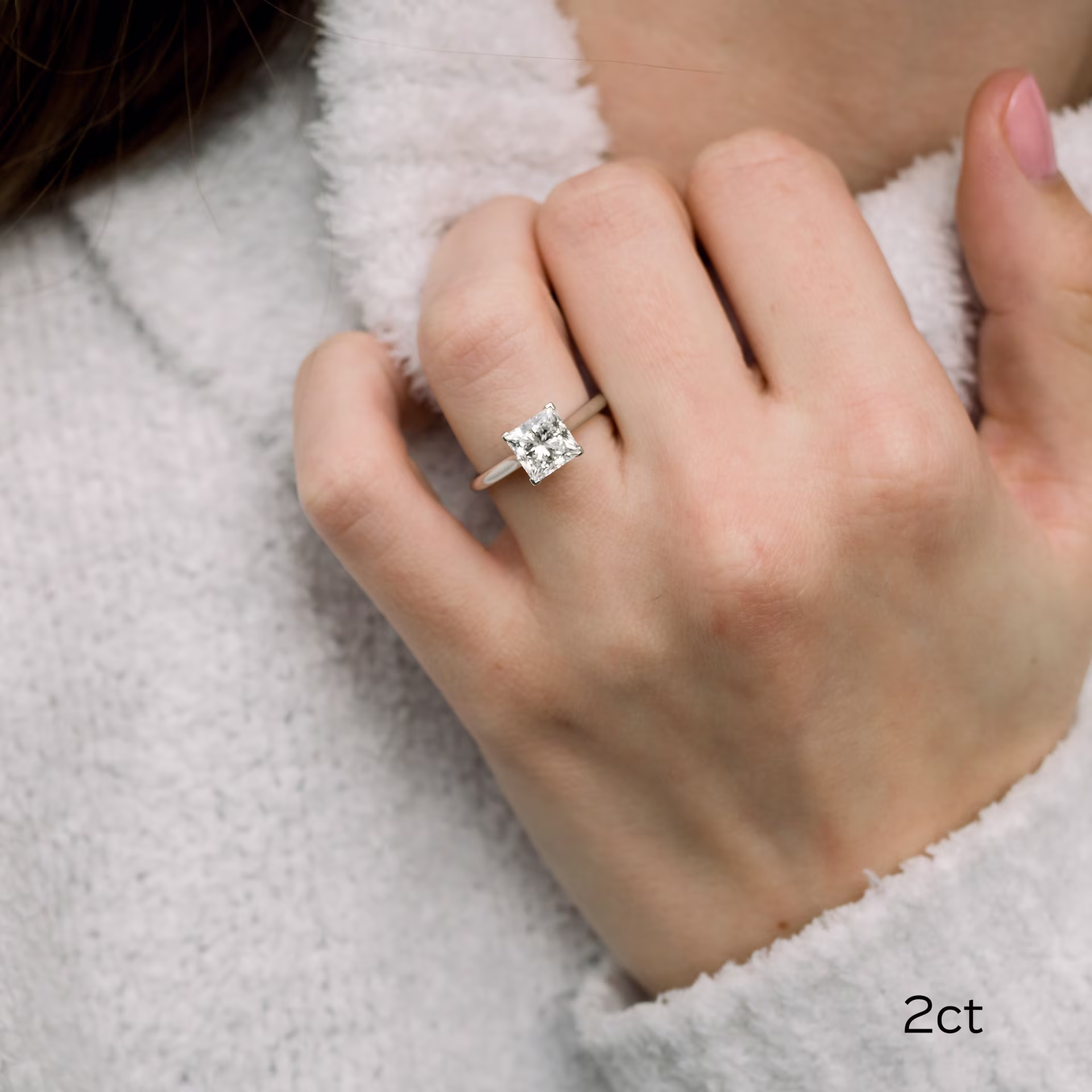 platinum 2 carat princess cut lab diamond solitaire engagement ring ada diamonds design ad 340 on model