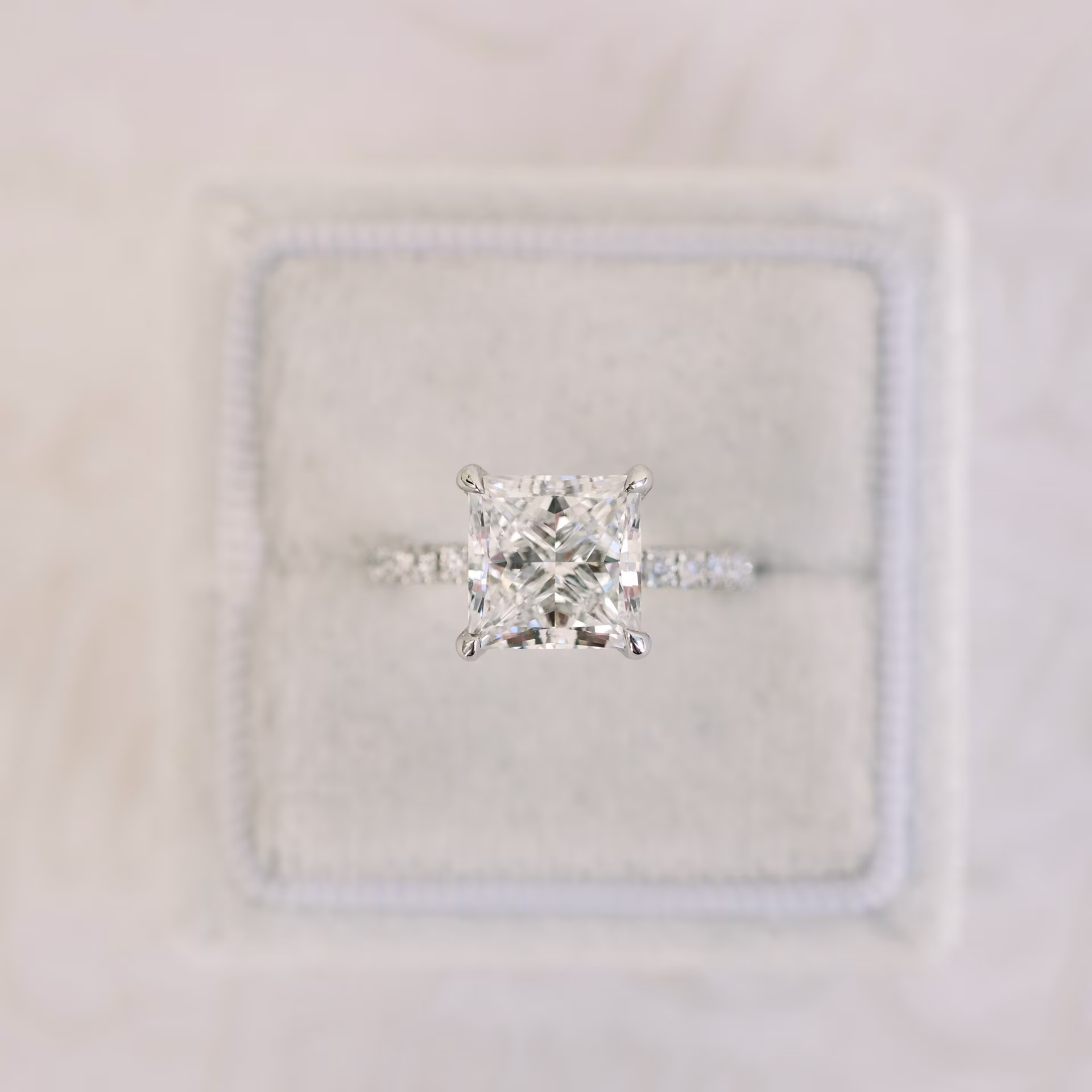 Platinum 3ct Princess Cut Classic Diamond Band Ring made with Lab Diamonds Ada Diamonds Design AD-150 in Box