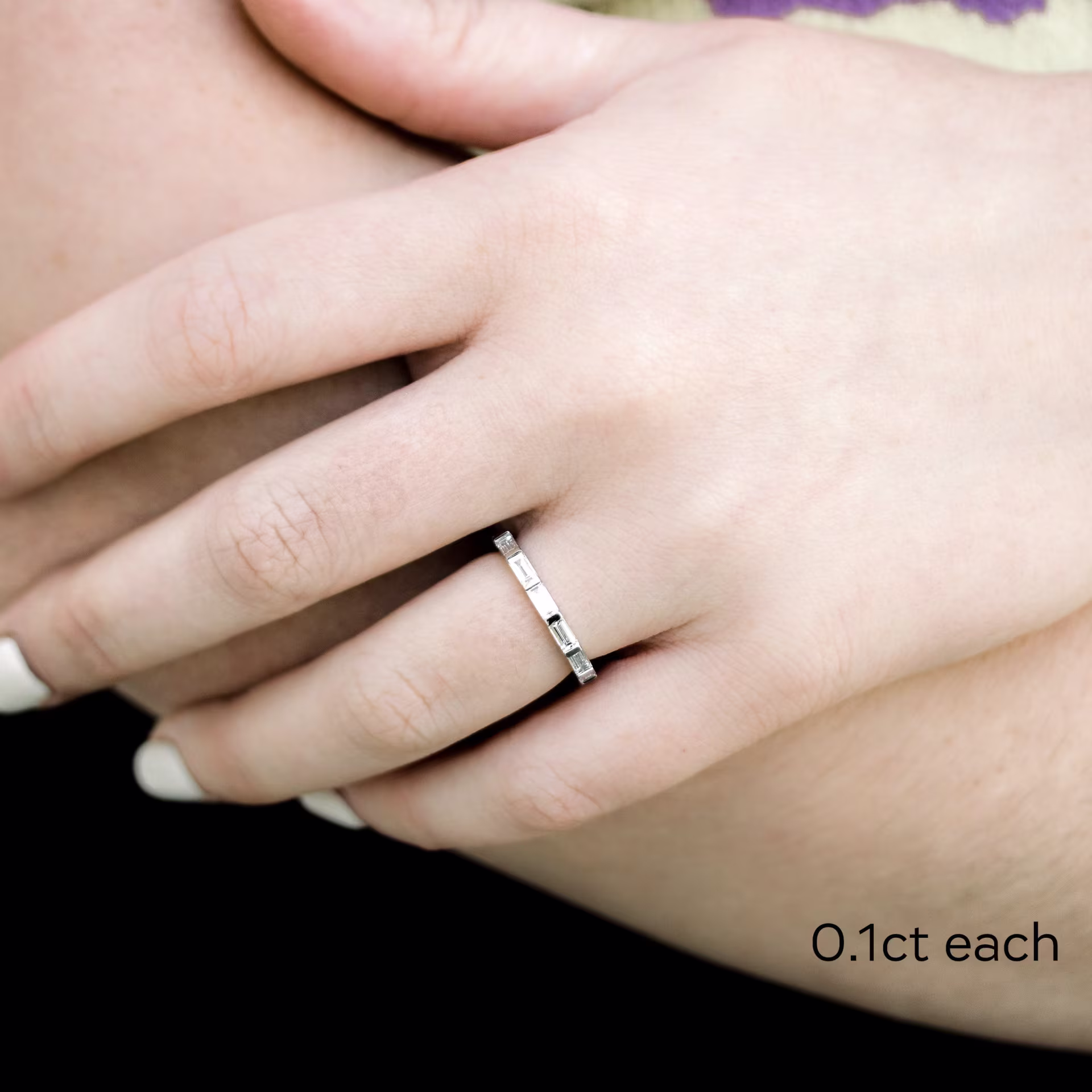 platinum east-west baguette lab diamond wedding band ada diamonds design ad 262 on model