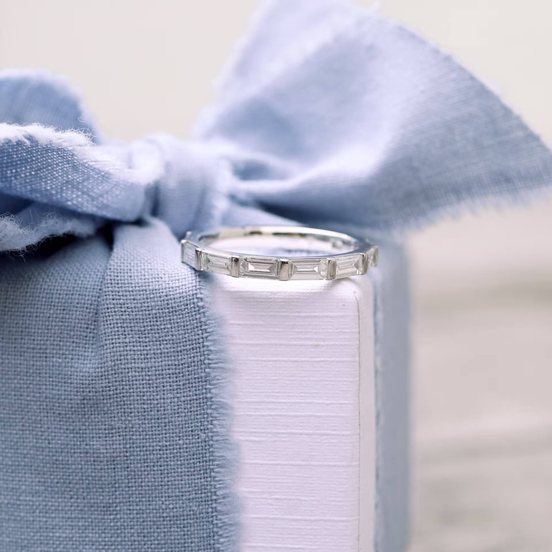 Custom 3/4 Baguette Lab Diamond Eternity Band in Platinum Ada Diamonds Design AD-262 Macro Shot