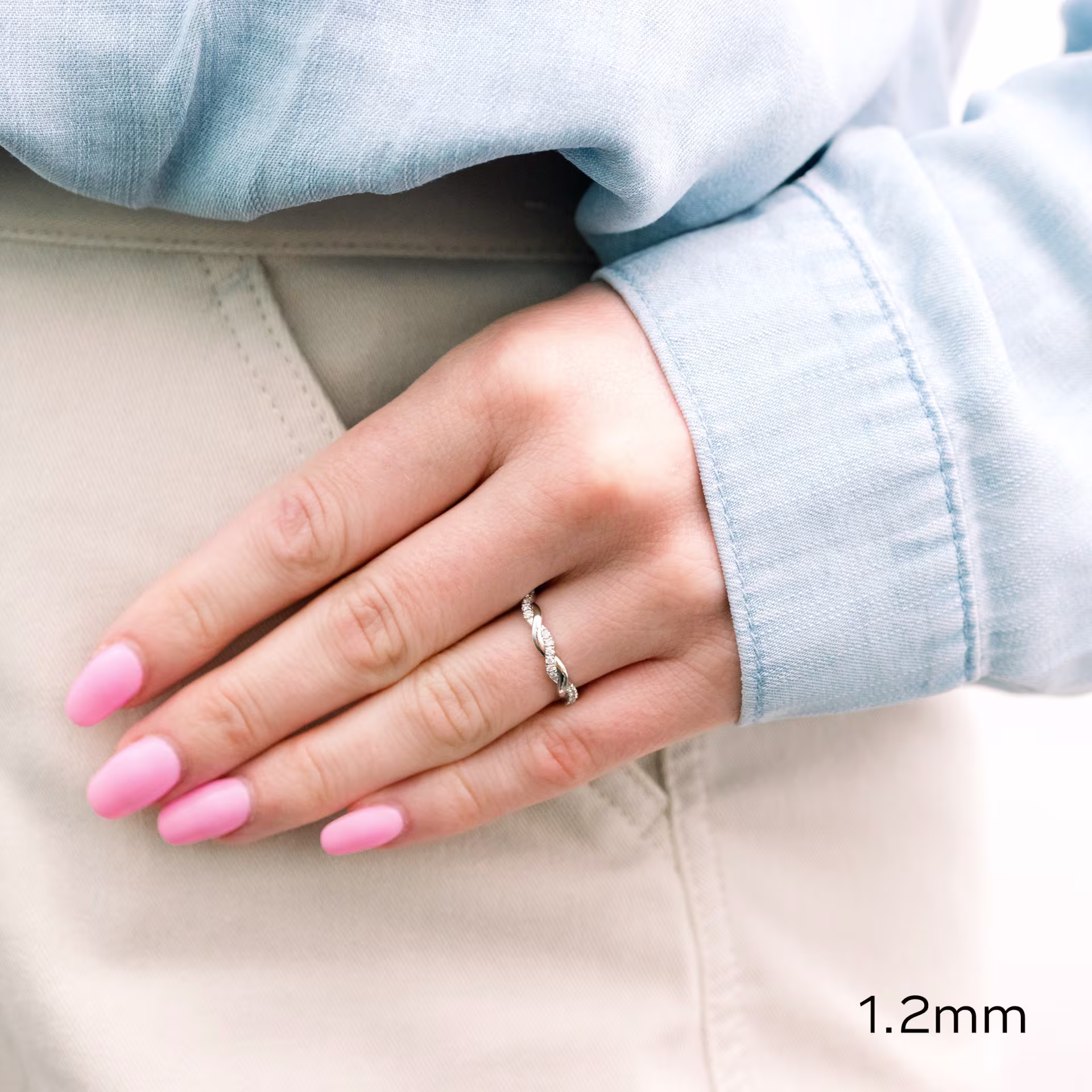 custom twisting lab diamond wedding band ada diamonds design ad 262 on model