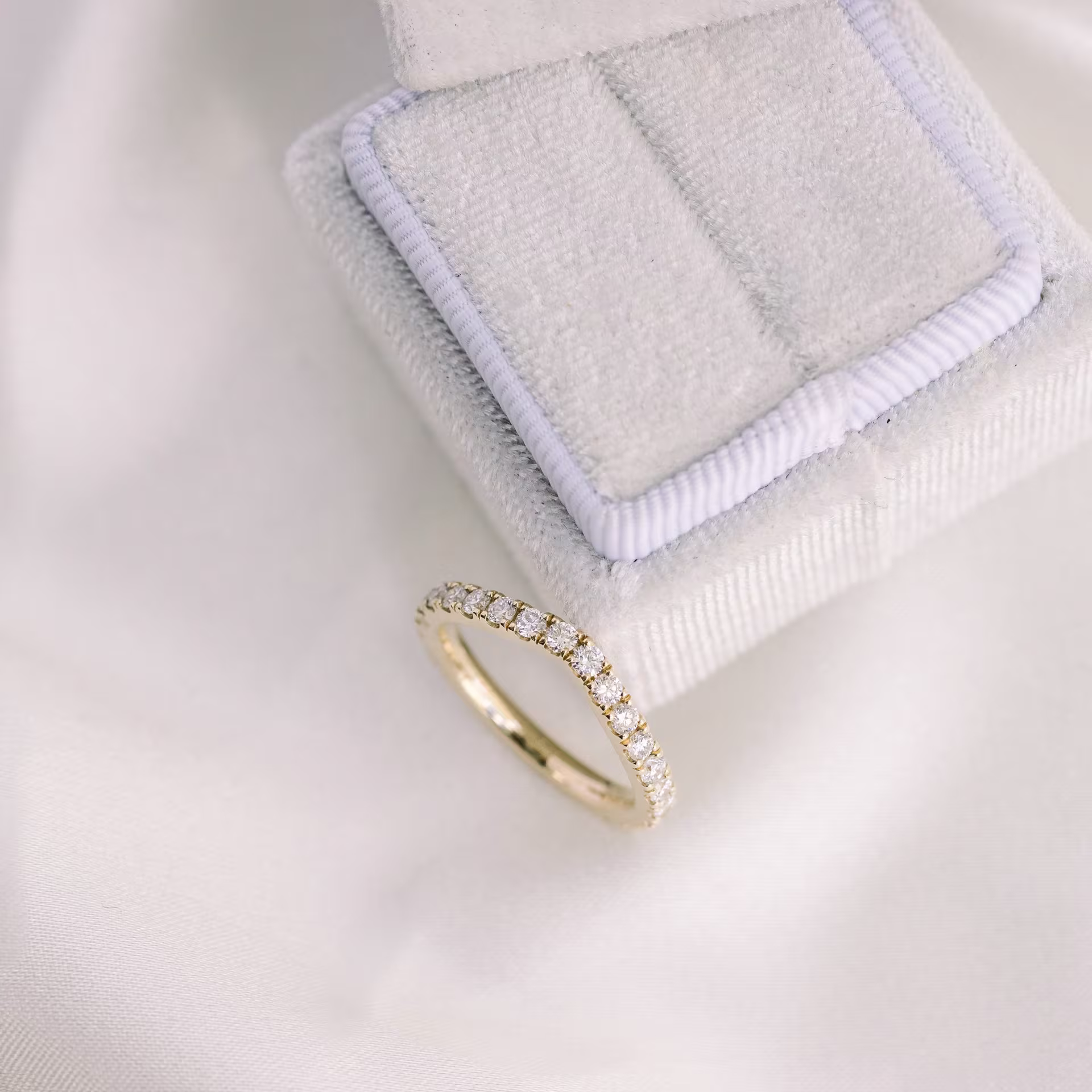 14k yellow gold custom contoured lab diamond three quarter eternity band ada diamonds design ad 262