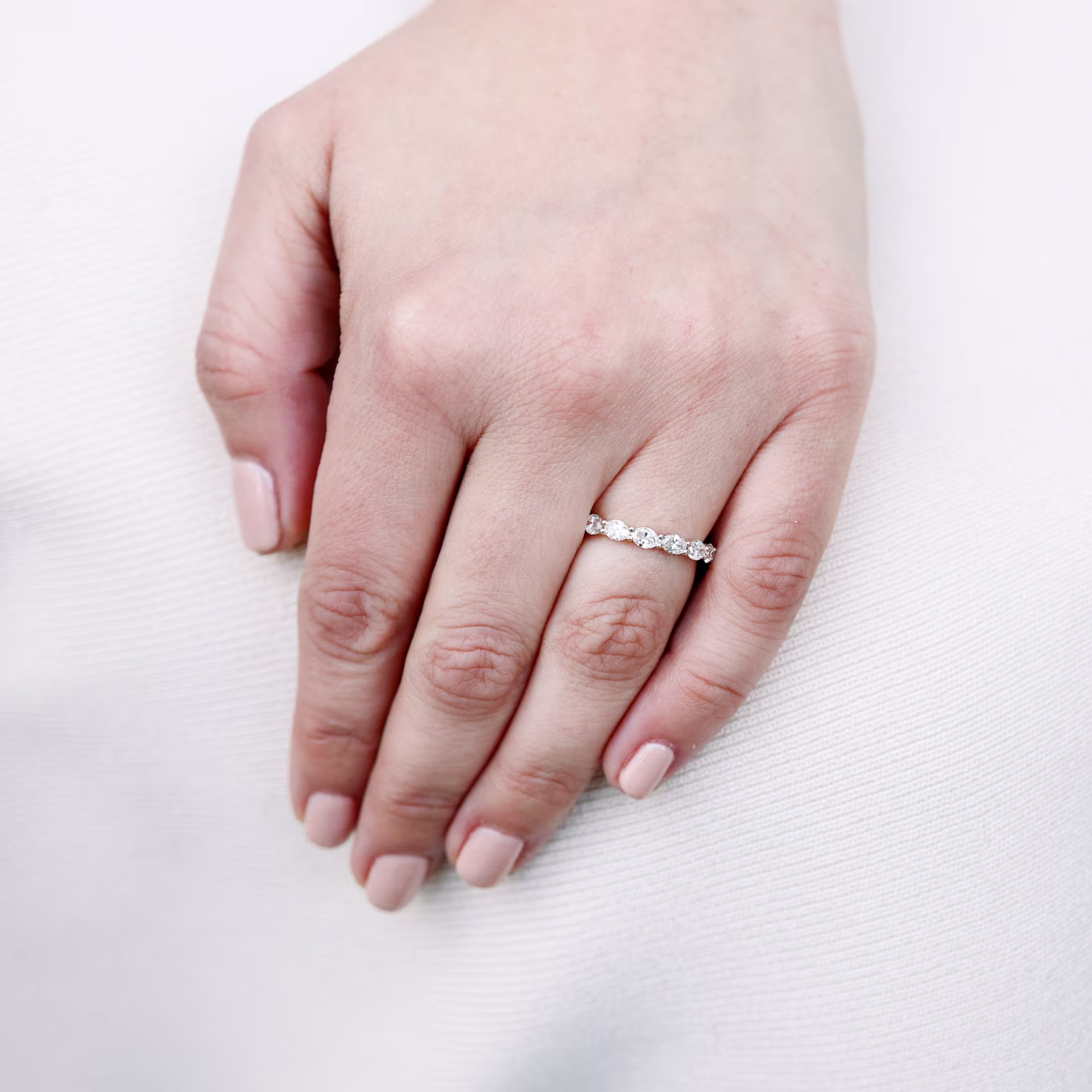 Custom Oval East West Lab Diamond Eternity Band in 14kt Yellow Gold Ada Diamonds Design AD-181