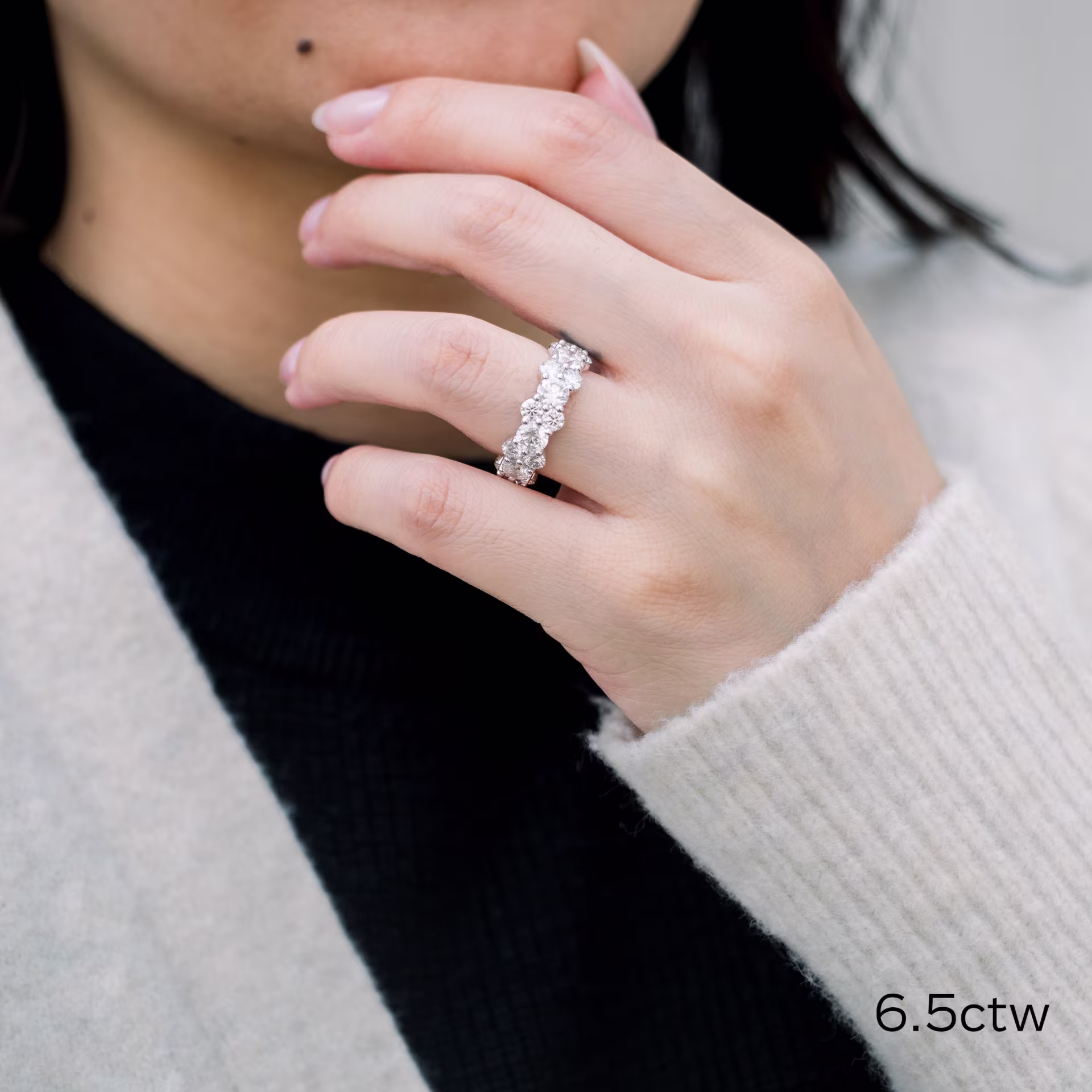 custom 6ct round lab diamond wedding band ada diamonds design ad181 on model