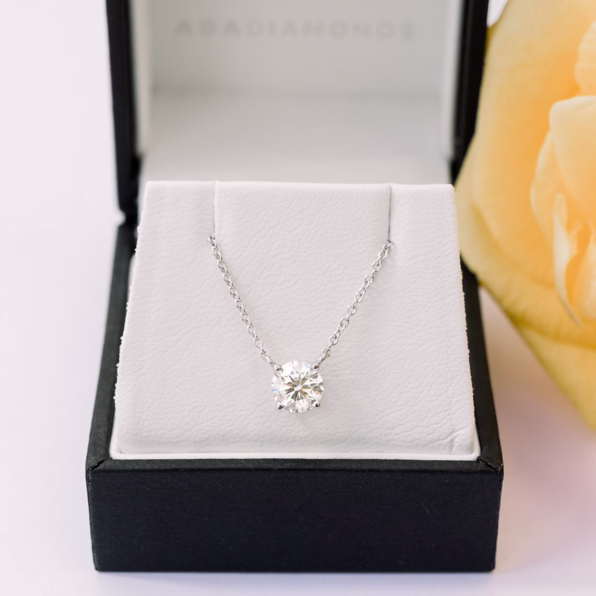 three quarter carat round diamond pendant in 18k white gold