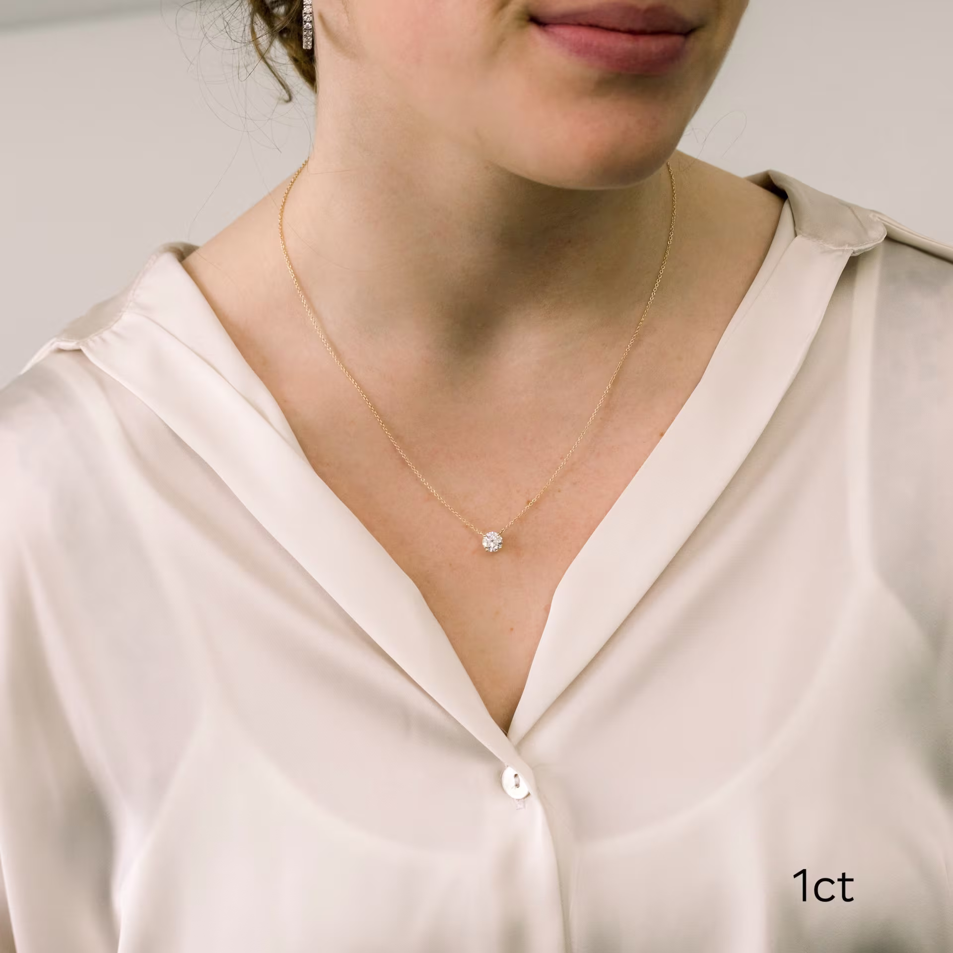 yellow gold one carat lab diamond necklace ada diamonds design ad 384 on model