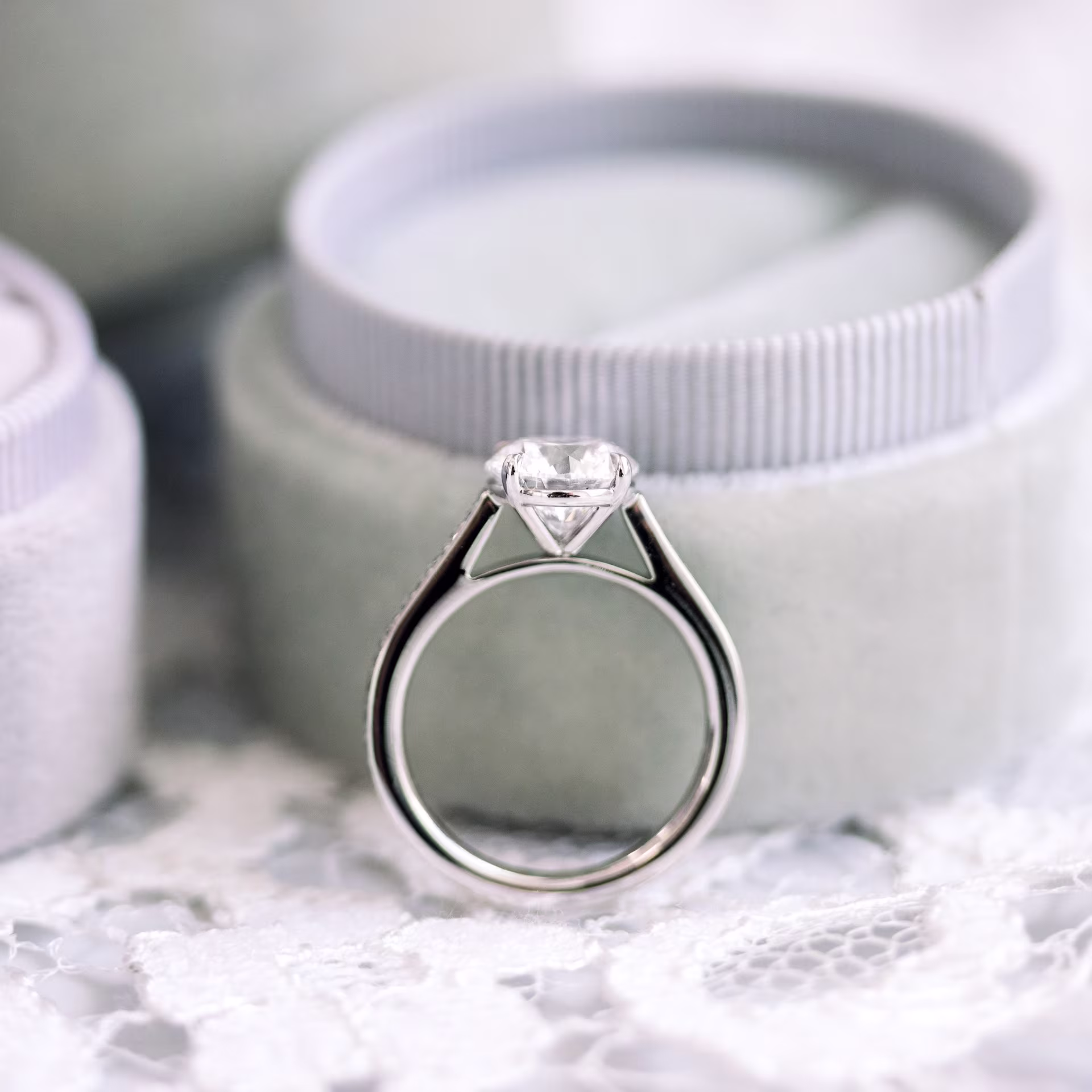 2ct round four prong cathedral channel setting made in platinum engagement ring made with laboratory created diamonds ADA Diamonds ad074