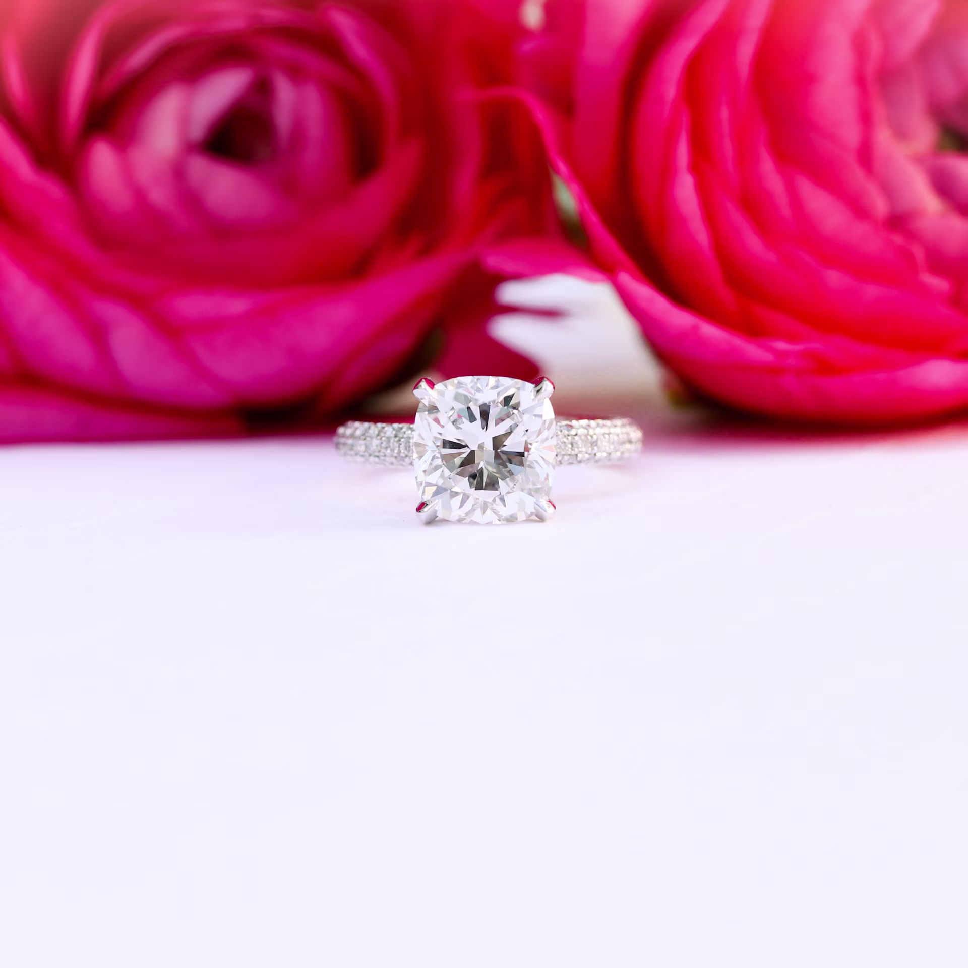 Lab Grown Diamond Three Sided Pave Setting Engagement Ring Design AD-172