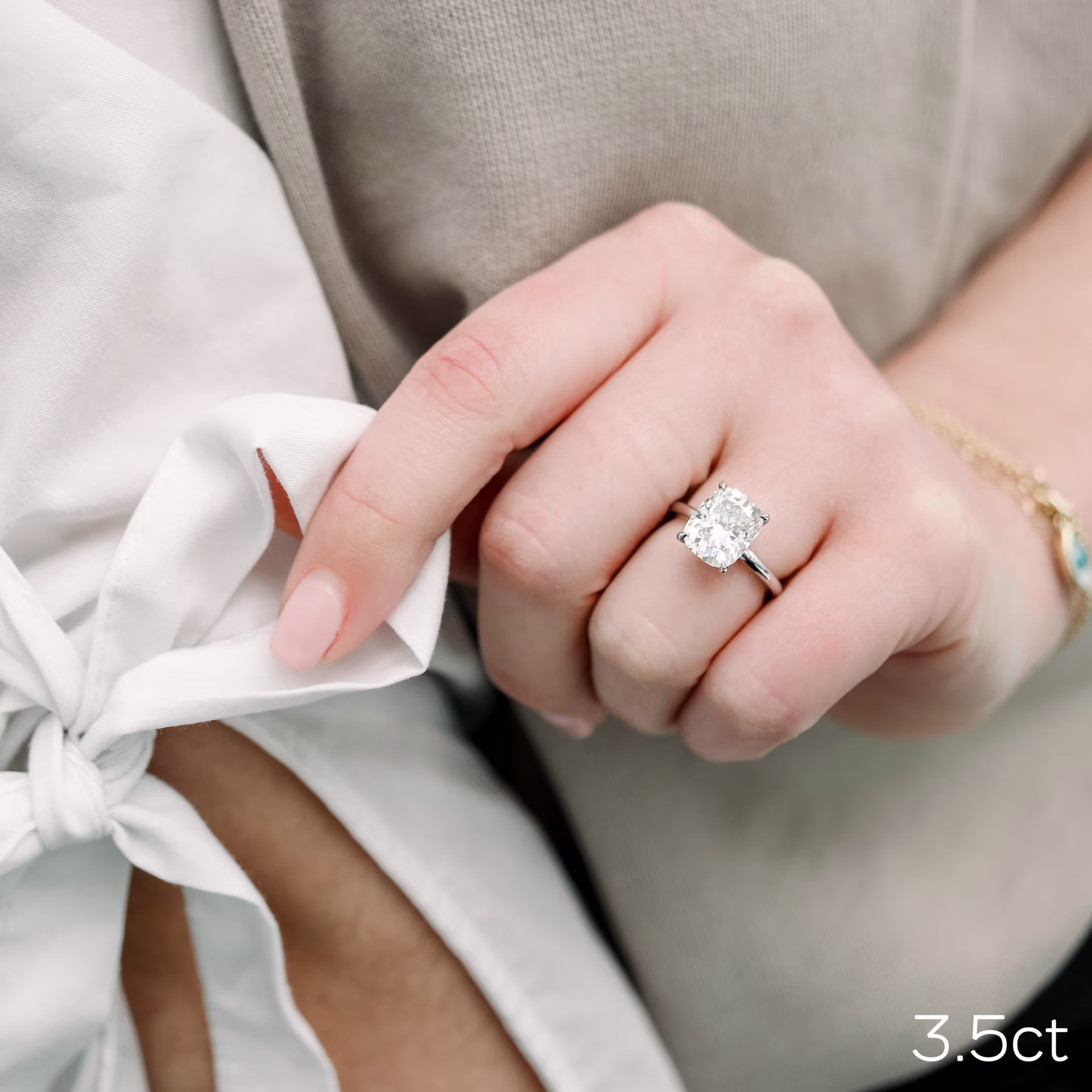 3.5ct cushion lab diamond