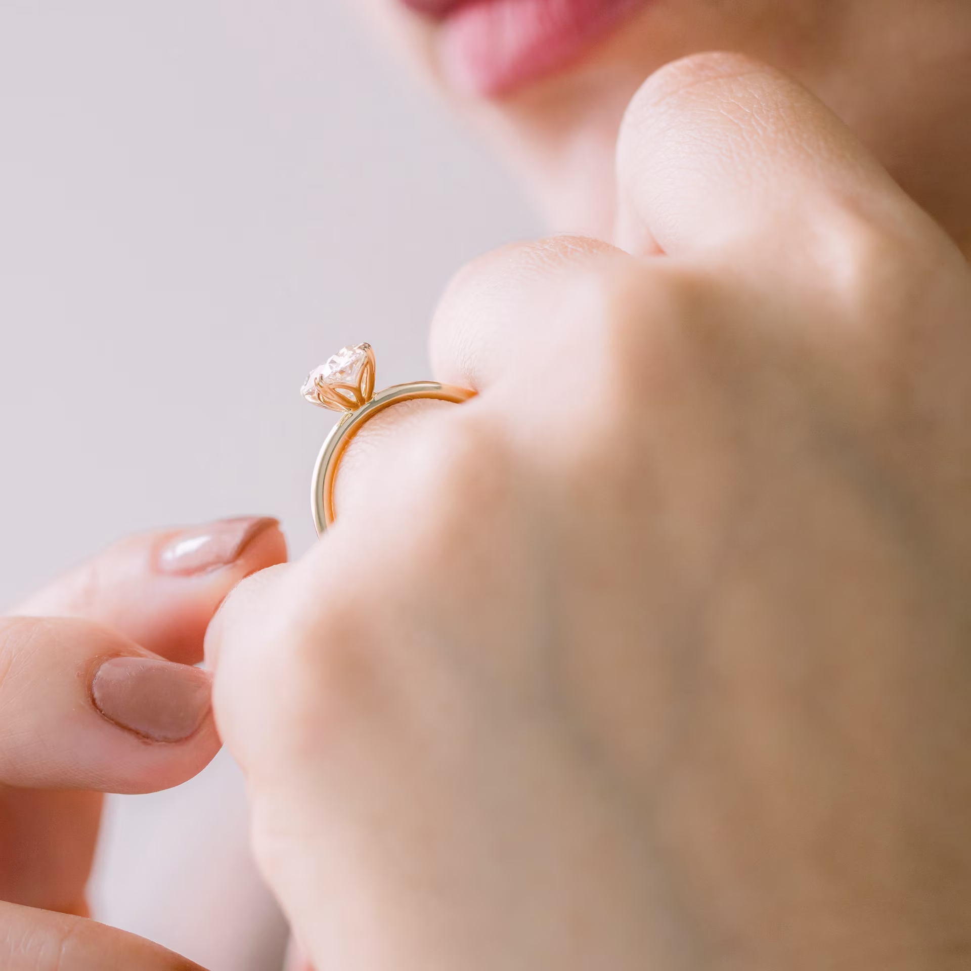 Diamonds set in Yellow Gold Floral Basket Solitaire Diamond Engagement Ring