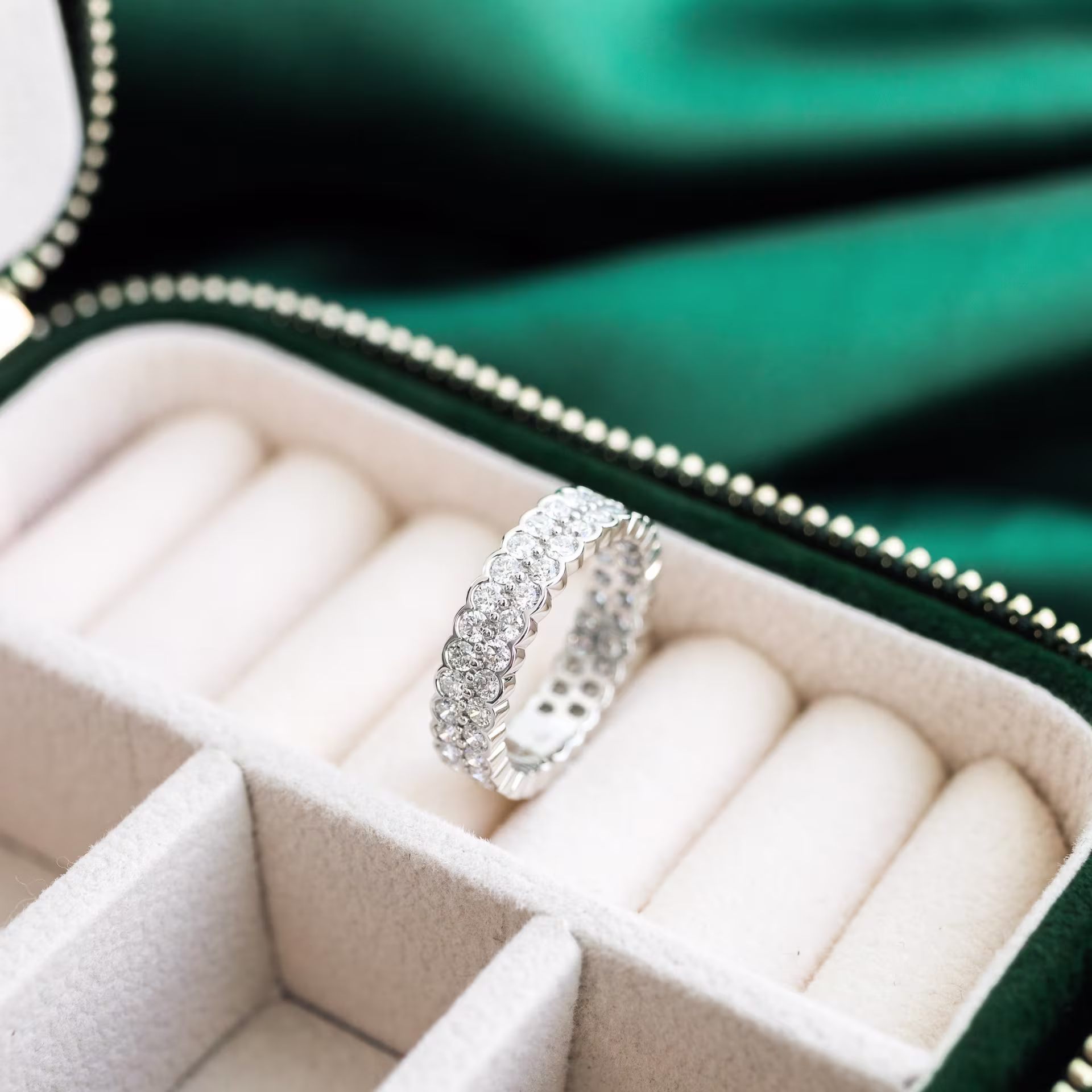 platinum 1.75ct round two row bezel set eternity band with lab diamonds ada diamonds design ad232 macro