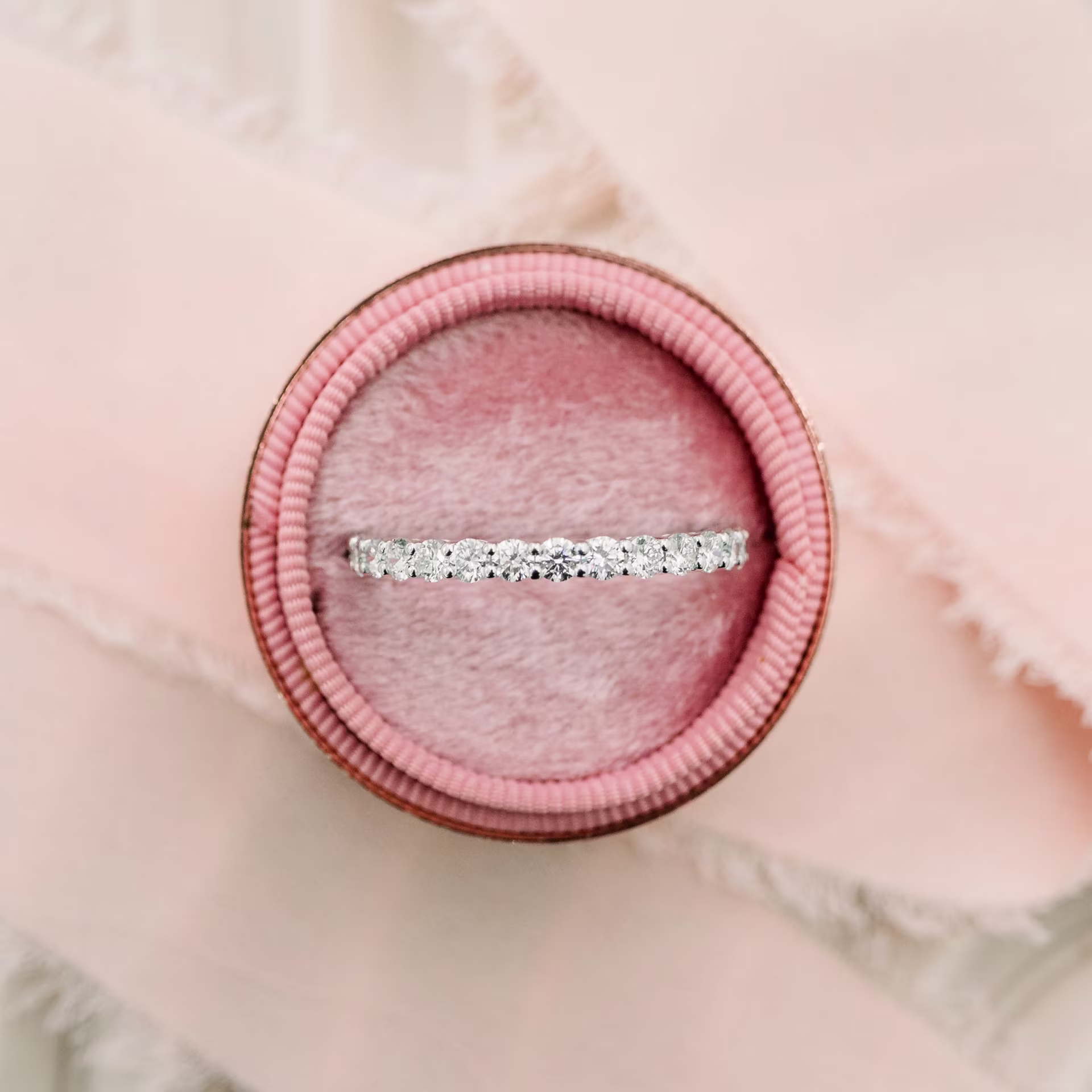 2.5 ct round prong set man made diamond eternity band ada diamonds design 081 macro