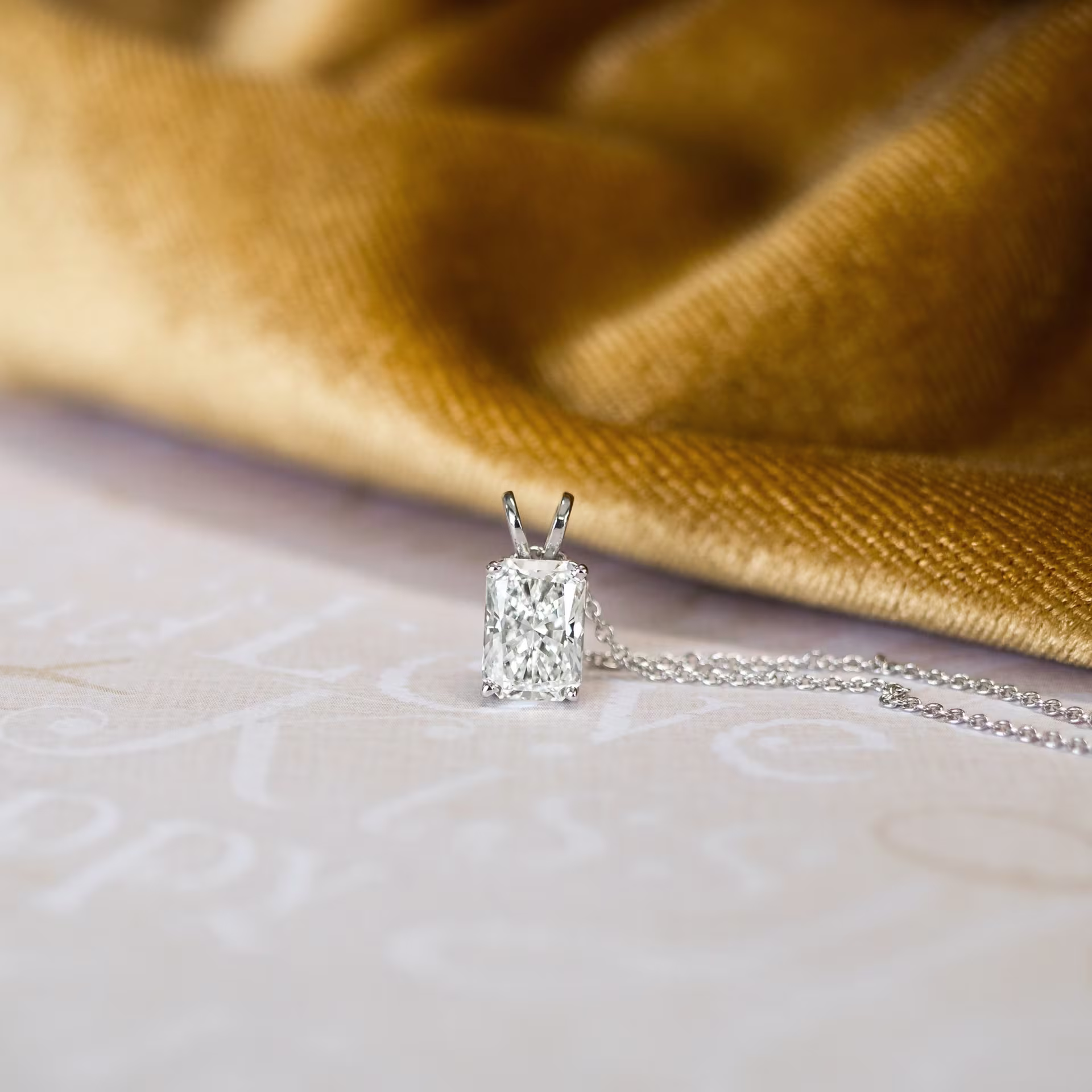 1.5 ct radiant cut solitaire pendant necklace in 14k white gold