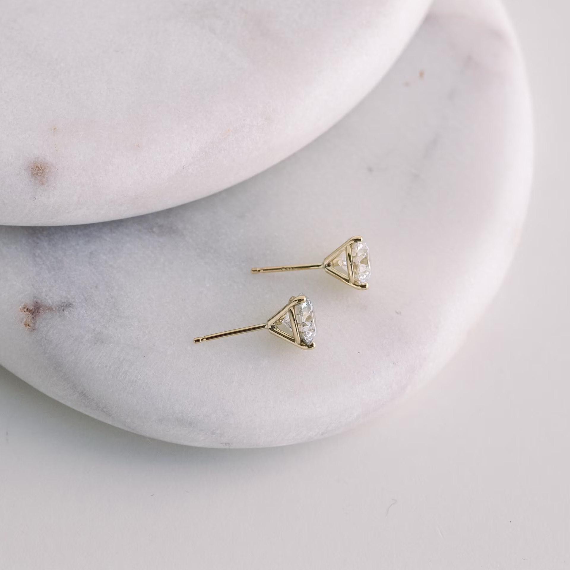 14k yellow gold 2ct round lab diamond three prong martini stud earrings ada diamonds design ad 252