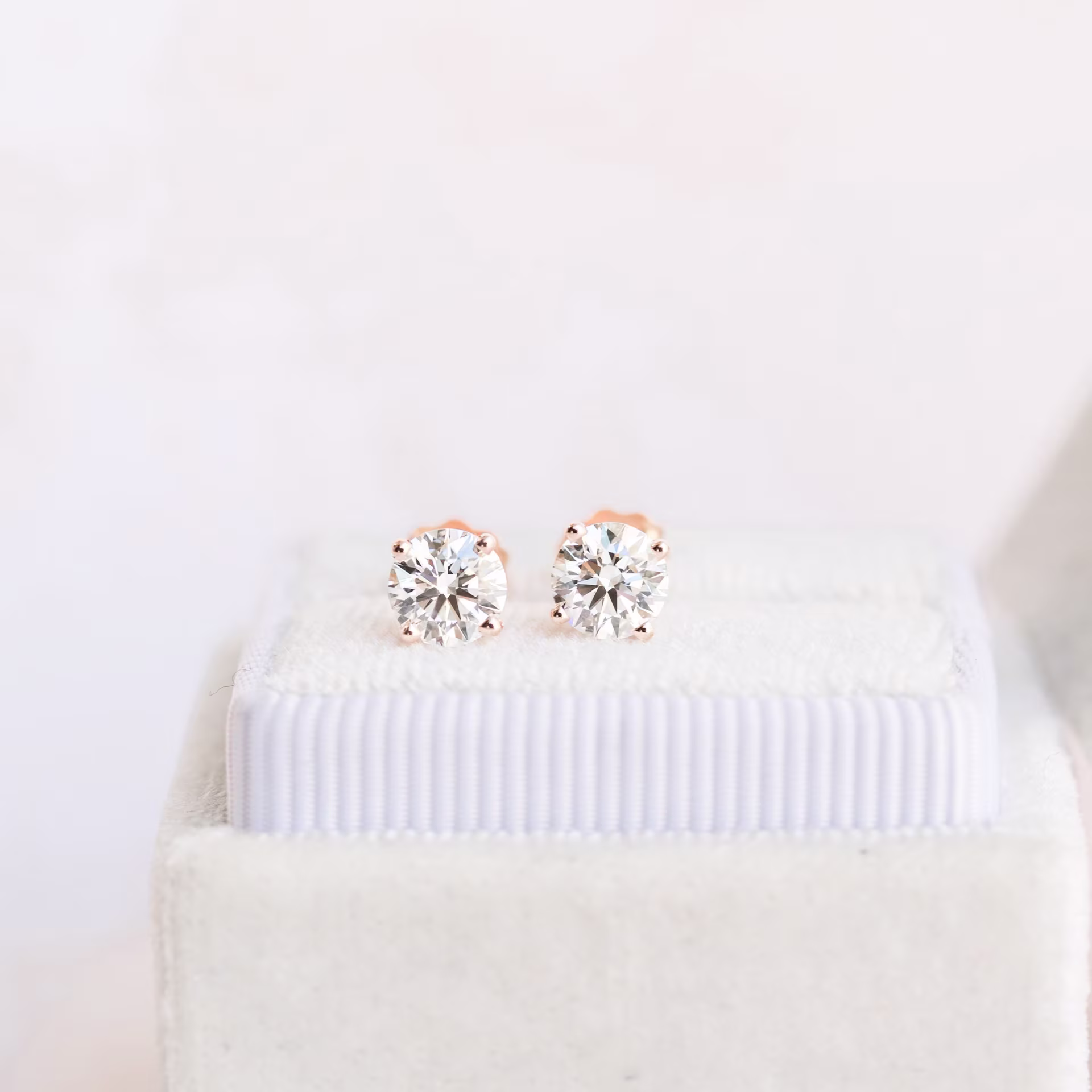 14k rose gold 1ct round stud earrings with man made diamonds ada diamonds design ad 001 macro