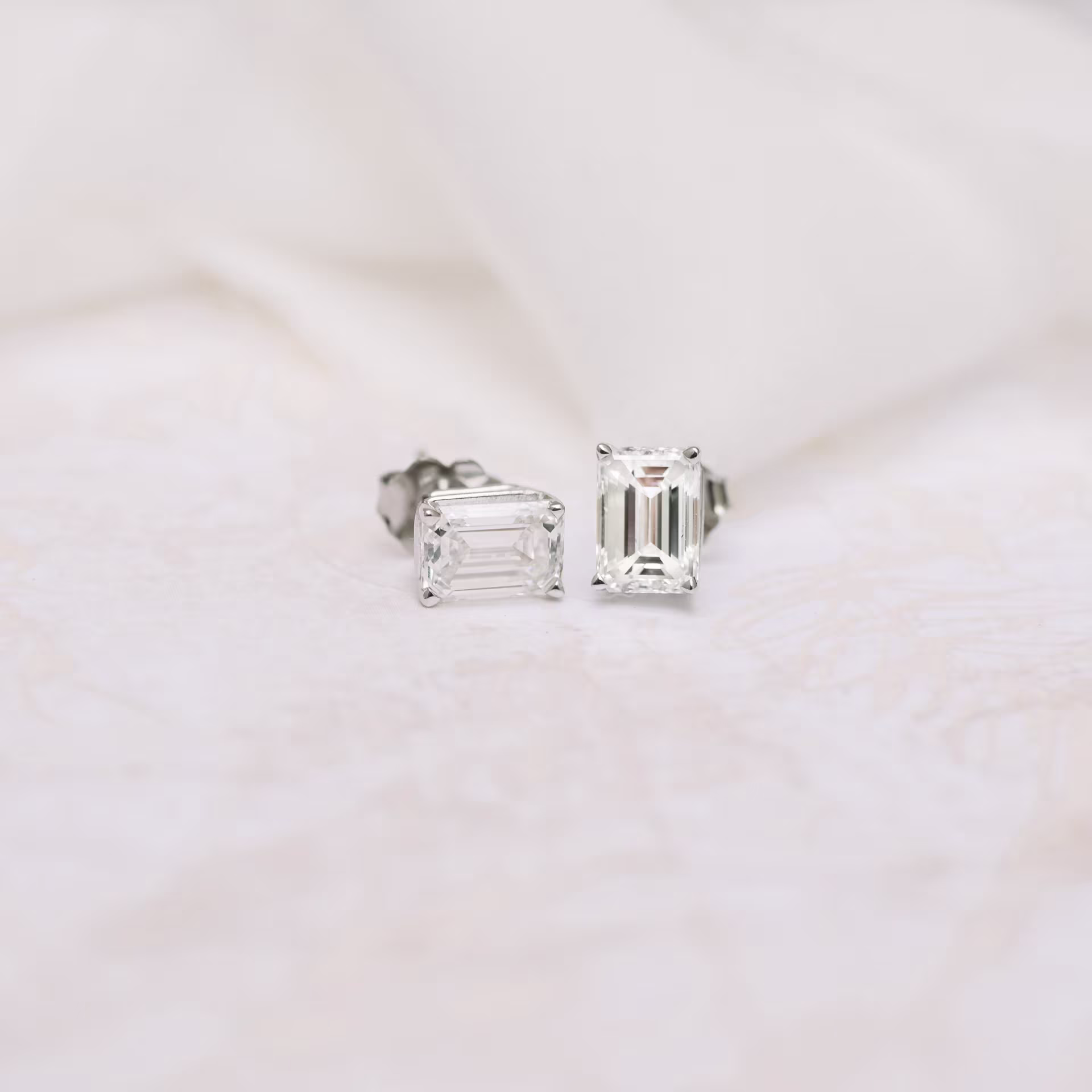 platinum 3 carat emerald cut stud earrings ada diamonds design 003