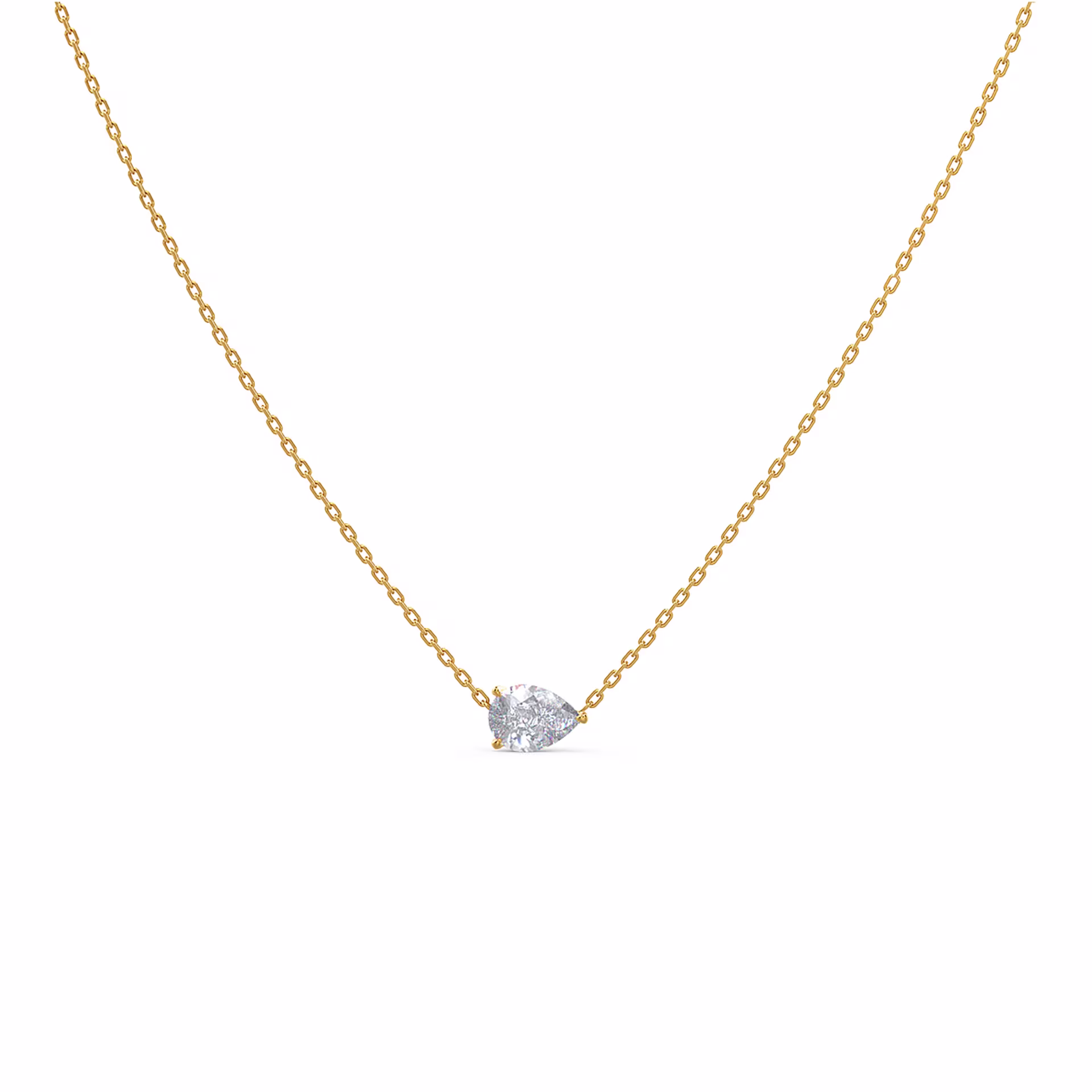 lab created pear pendant in yellow gold