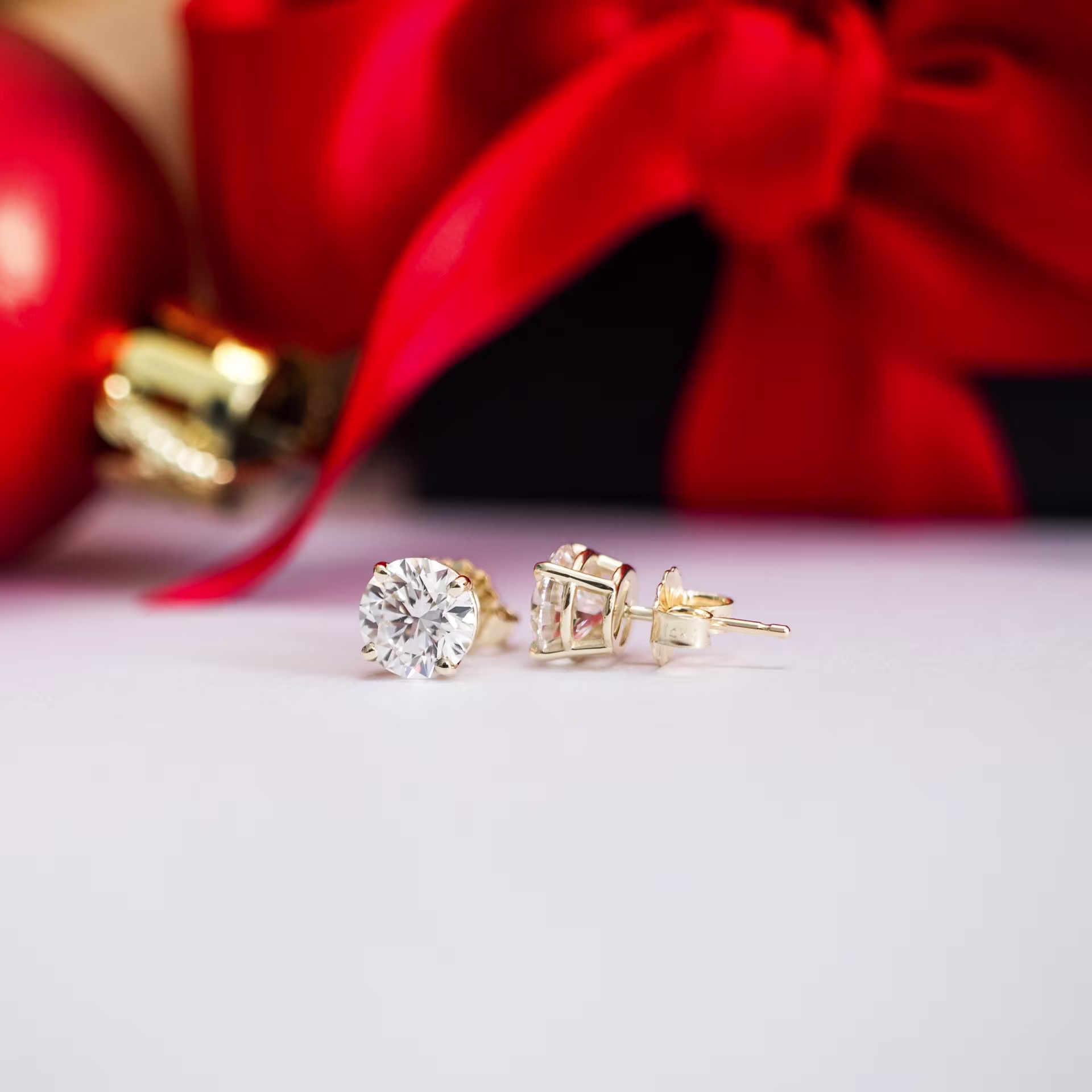 14k yellow gold 2 carat total weight lab diamond round studs design ad 001