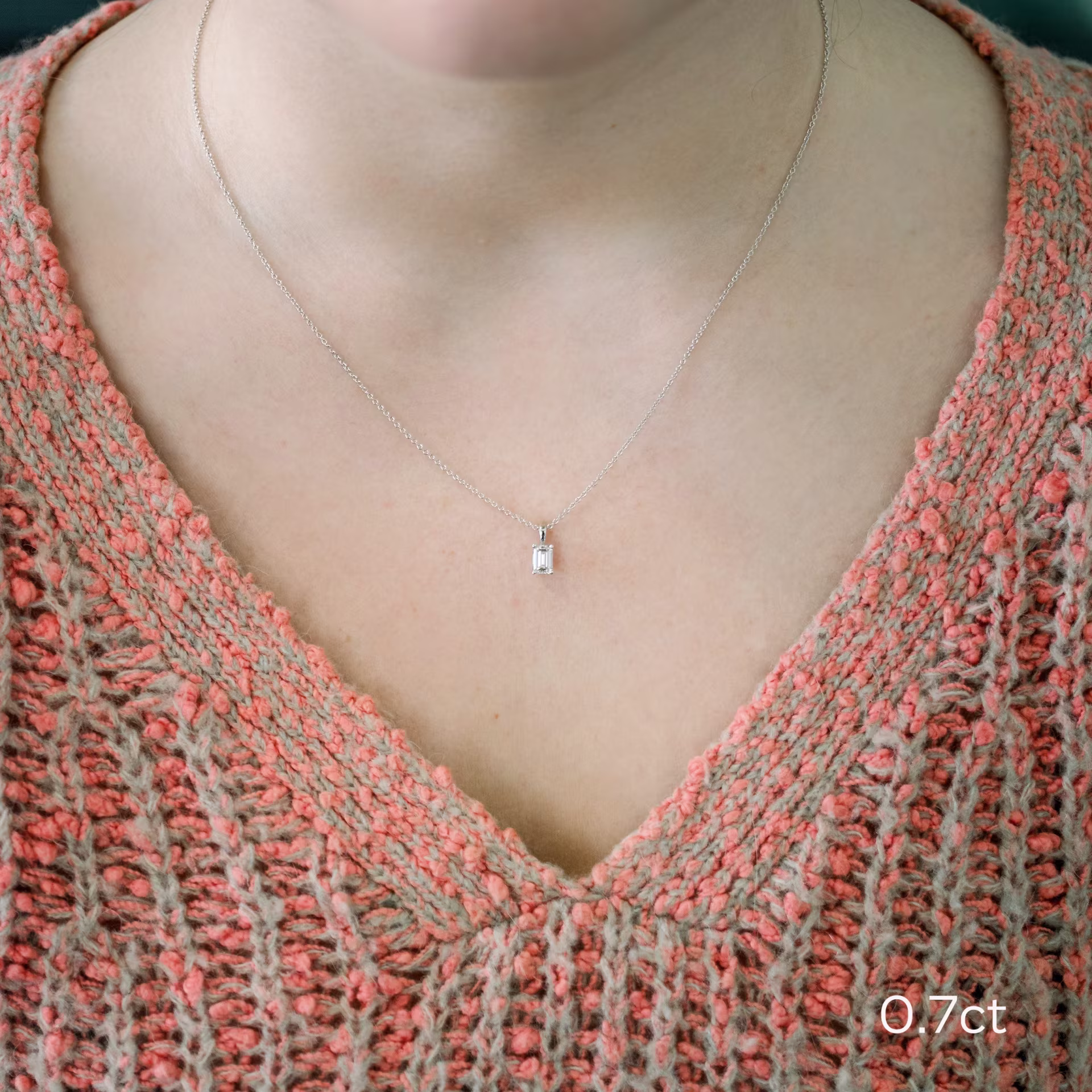 14k white gold three quarter carat emerald cut lab grown diamond pendant ada diamonds design ad280 on model