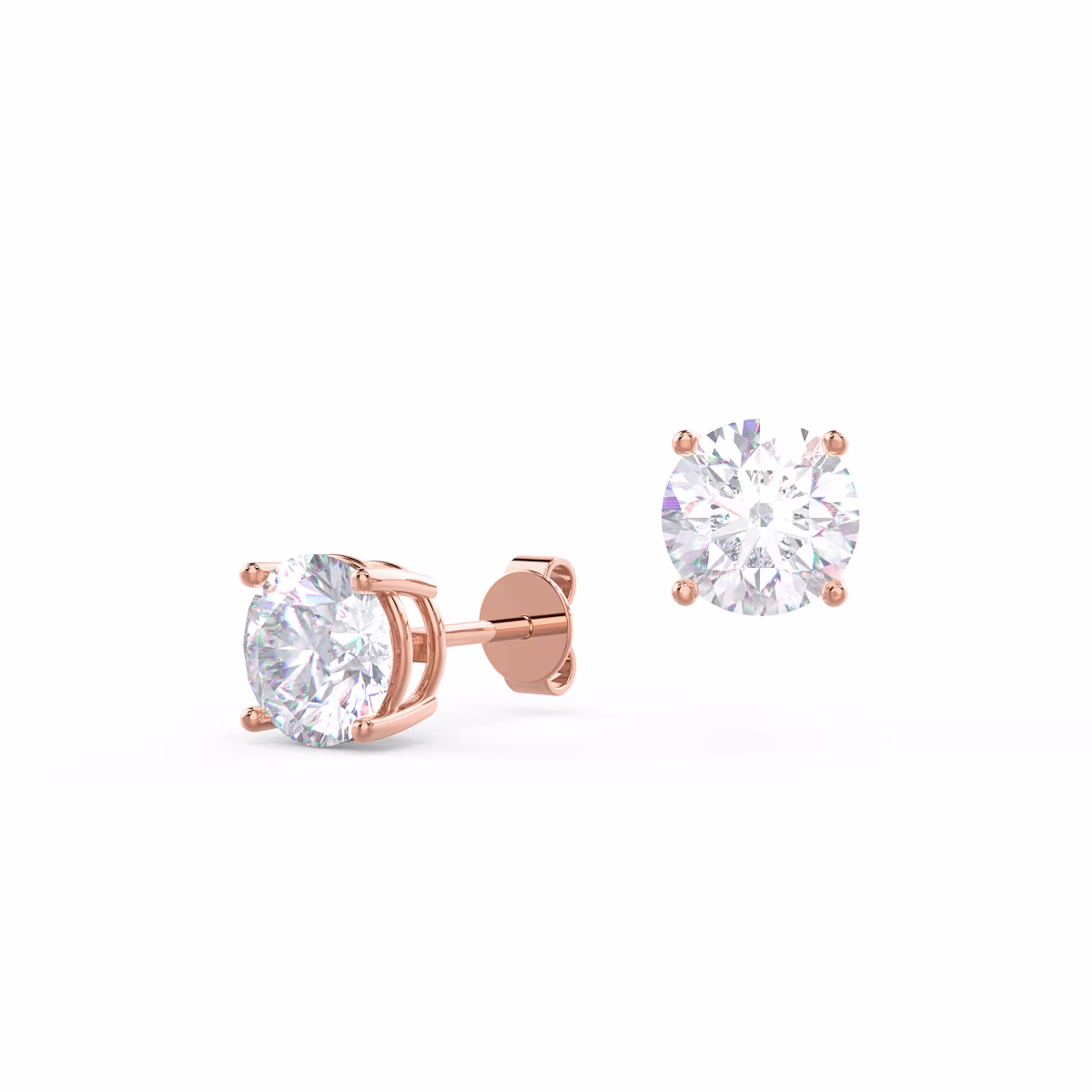 1.5 ctw Lab Created Diamonds set in 14kt Rose Gold Round Brilliant Lab Diamond Stud Earrings