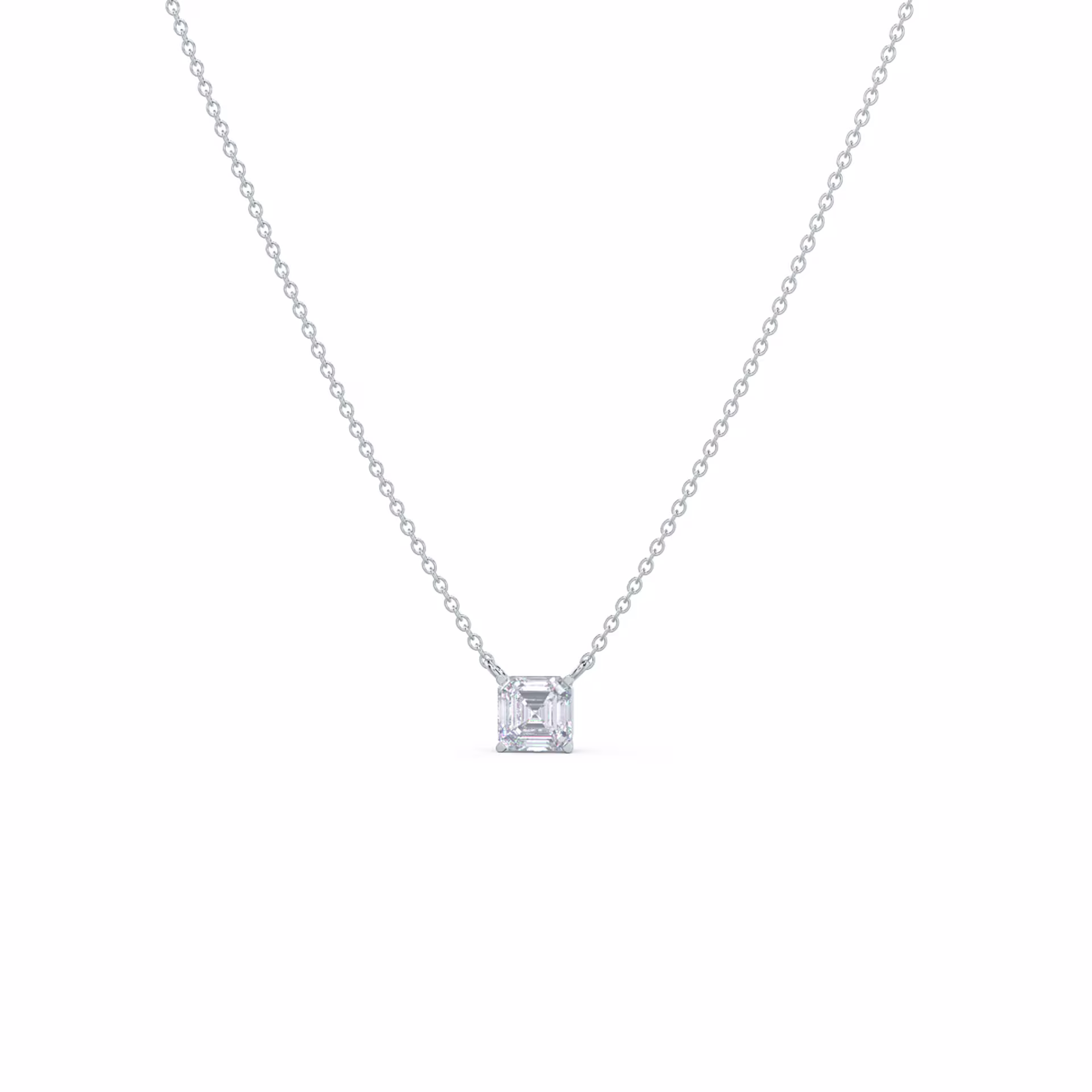 1.0 Carat Diamonds set in 14k White Gold Floating Asscher Diamond Pendant