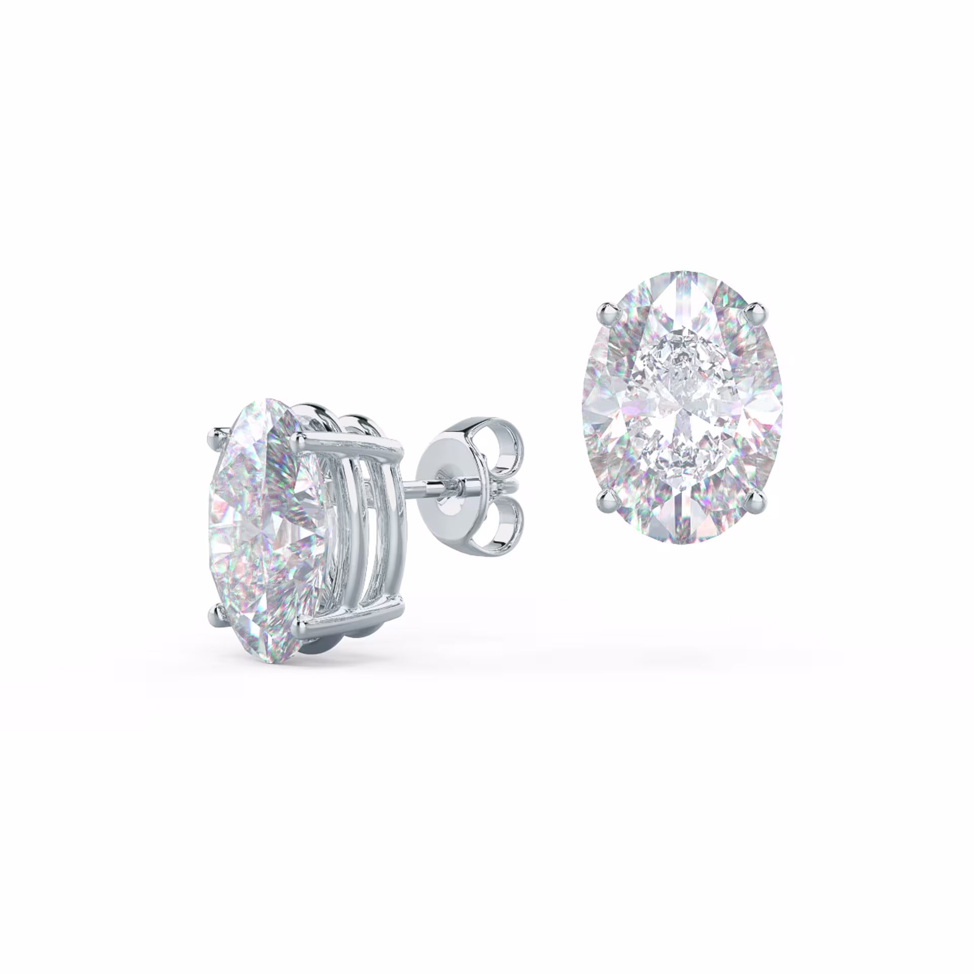 Oval Stud Earrings in 14k White Gold 3.5ctw