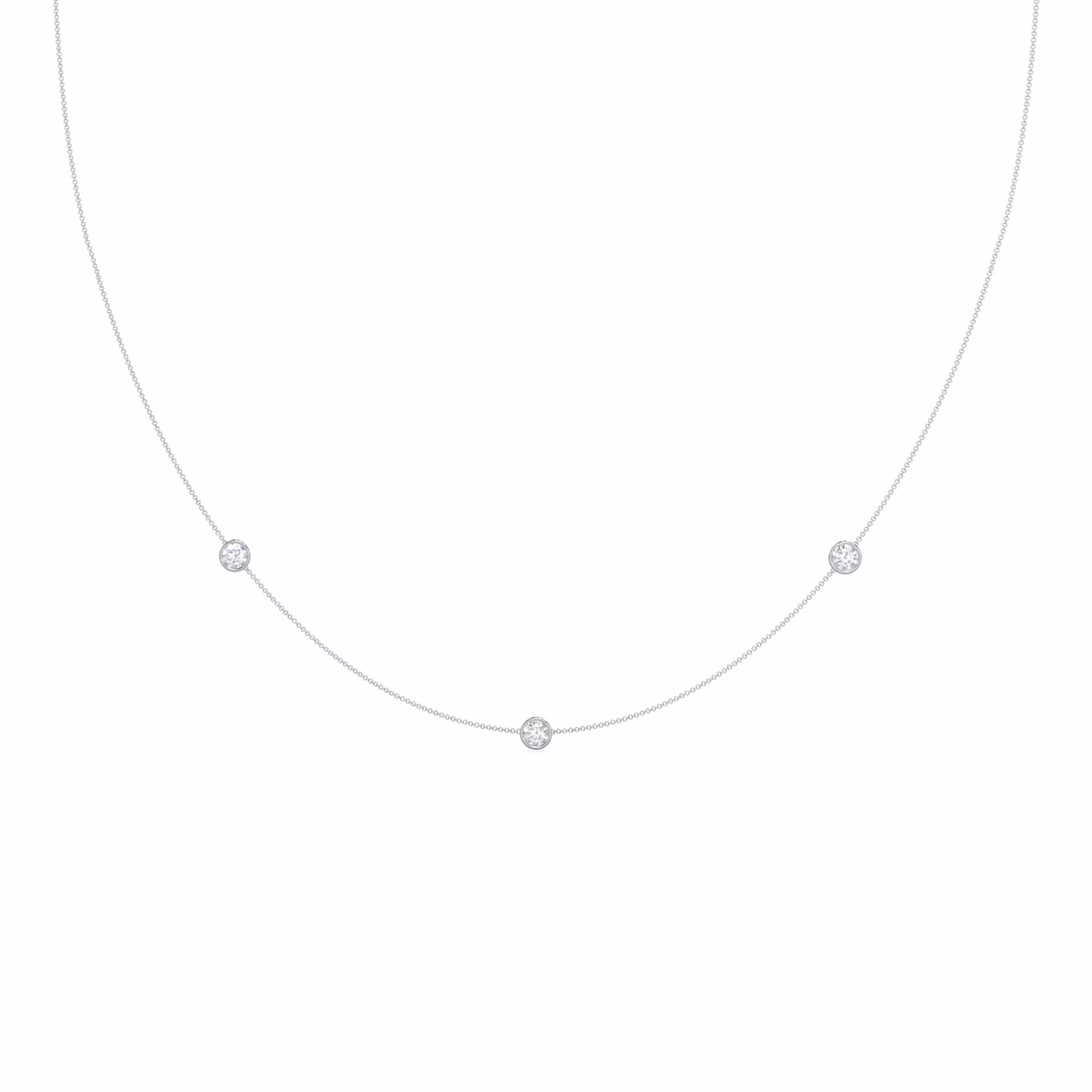 Triple Bezel Cosmo Necklace in 14k White Gold 0.75ctw