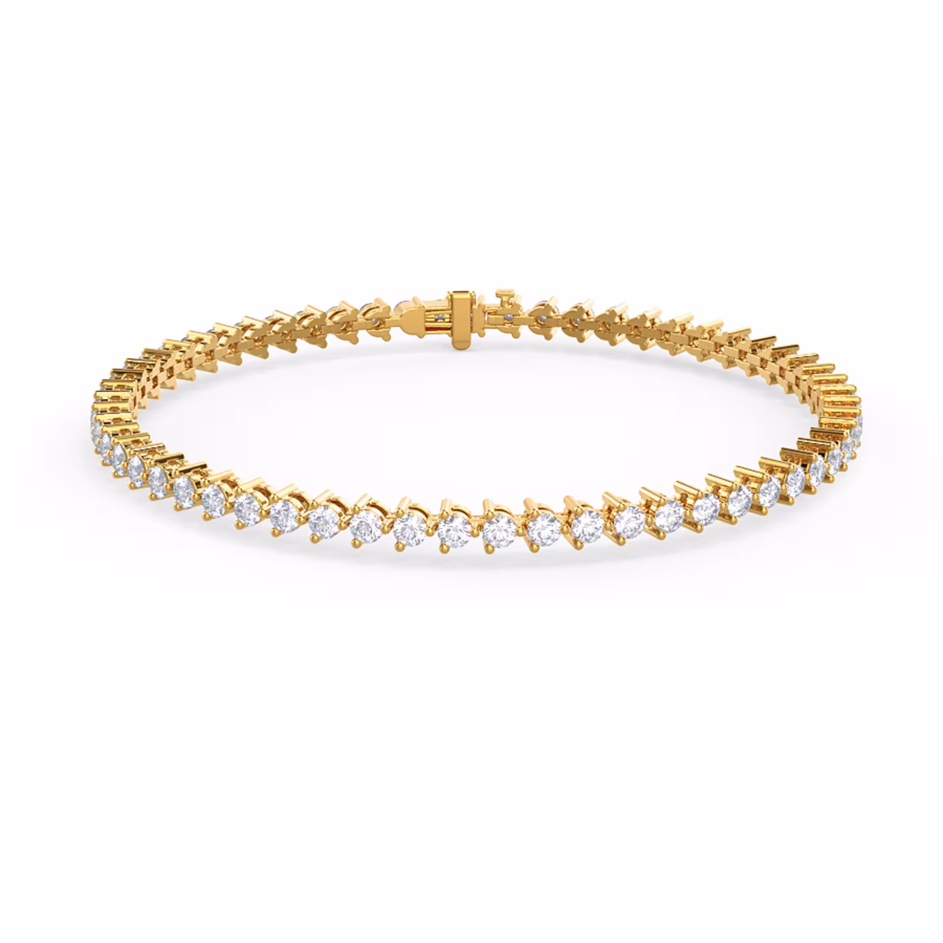 Three Prong Tennis Bracelet in 14k Yellow Gold 2ctw